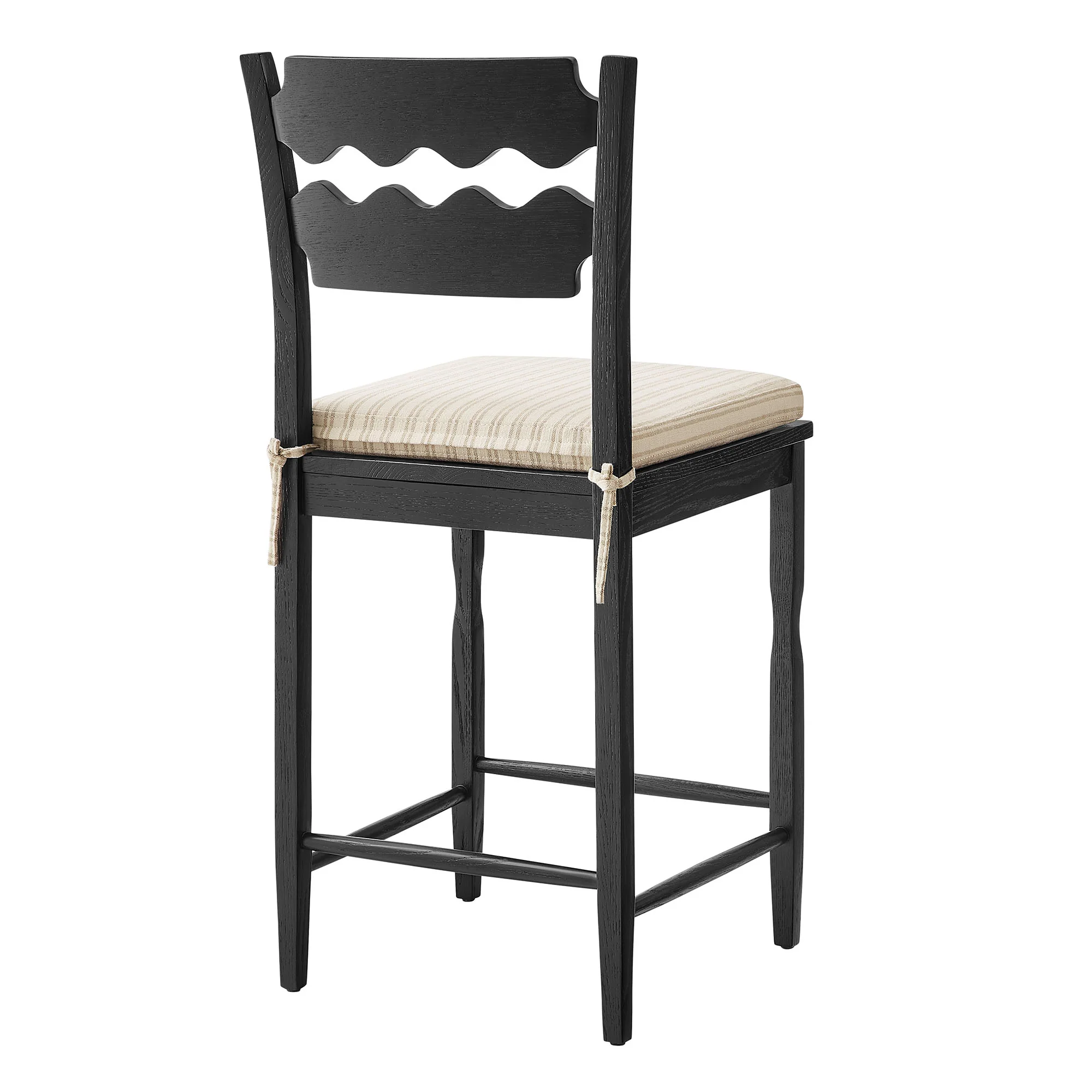 Jax Oak Wood Counter Stool With Wavy Razor Back and Cushion by Modway - Image 23
