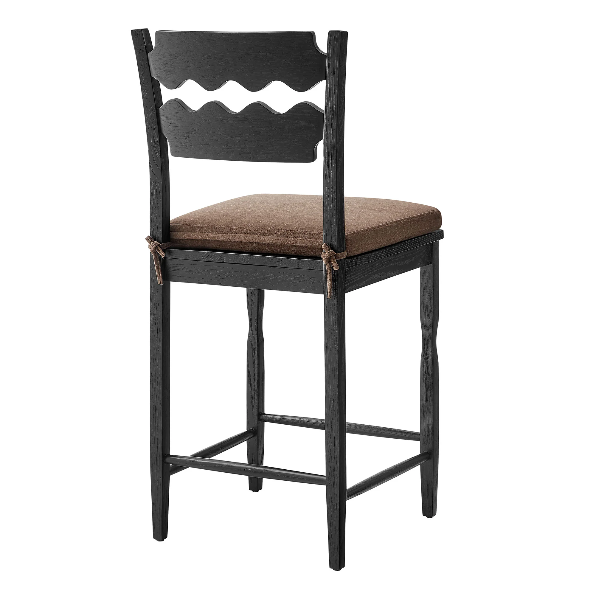 Jax Oak Wood Counter Stool With Wavy Razor Back and Cushion by Modway - Image 3