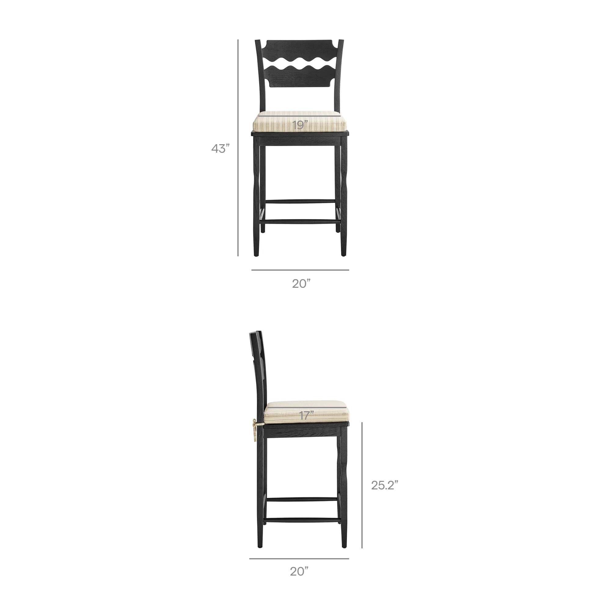 Jax Oak Wood Counter Stool With Wavy Razor Back and Cushion by Modway - Image 30