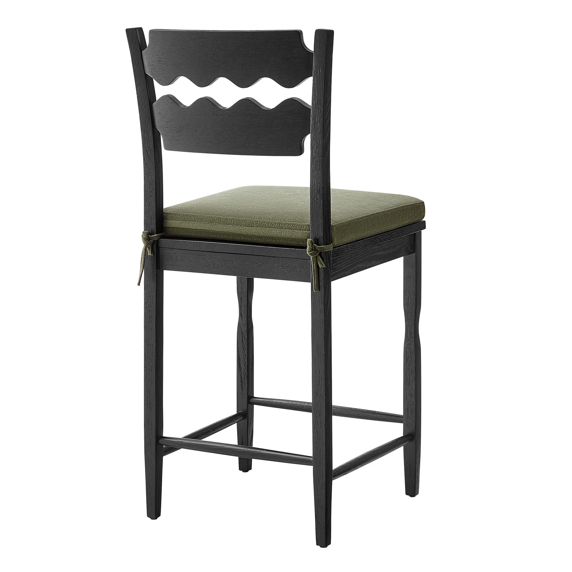 Jax Oak Wood Counter Stool With Wavy Razor Back and Cushion by Modway - Image 33