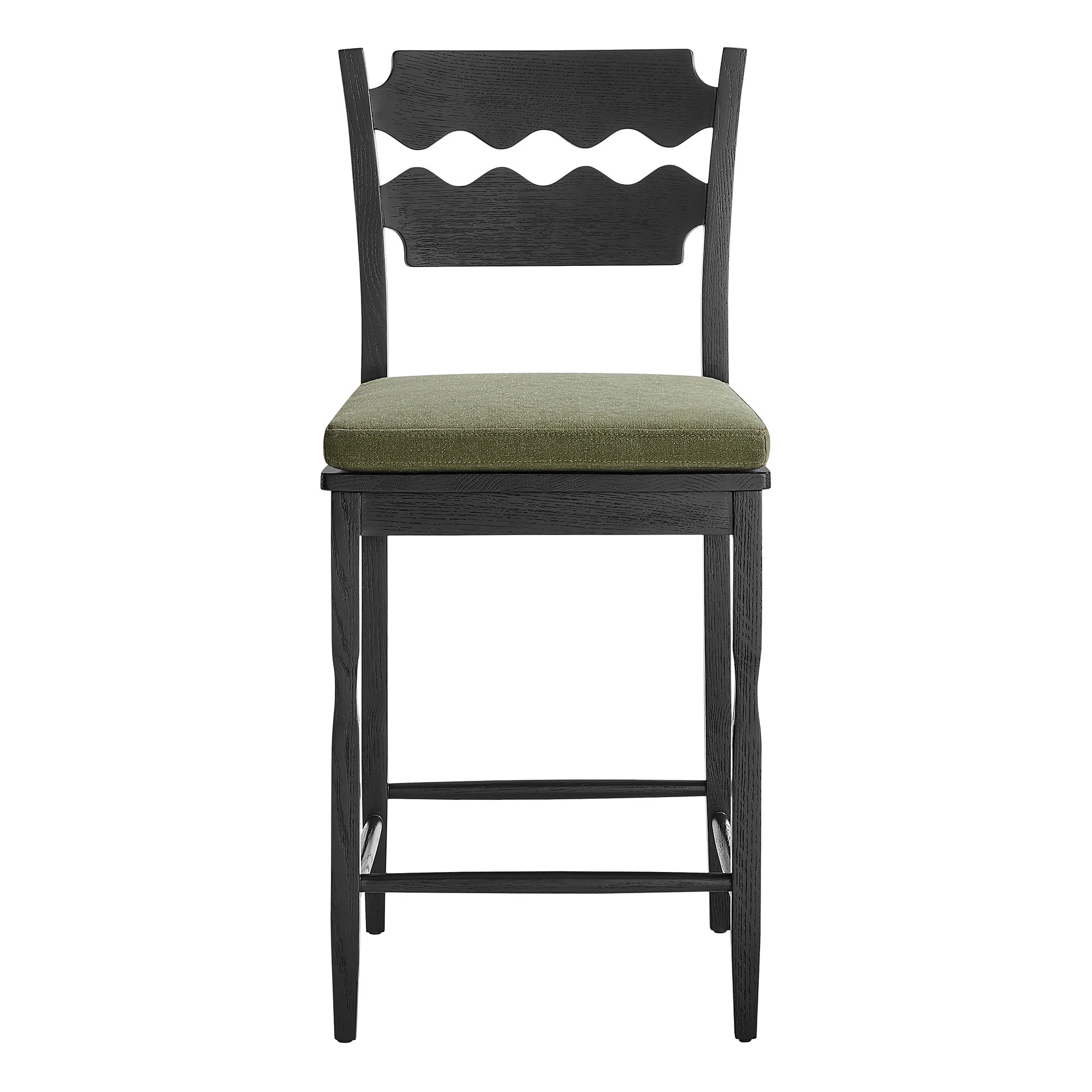 Jax Oak Wood Counter Stool With Wavy Razor Back and Cushion by Modway - Image 34