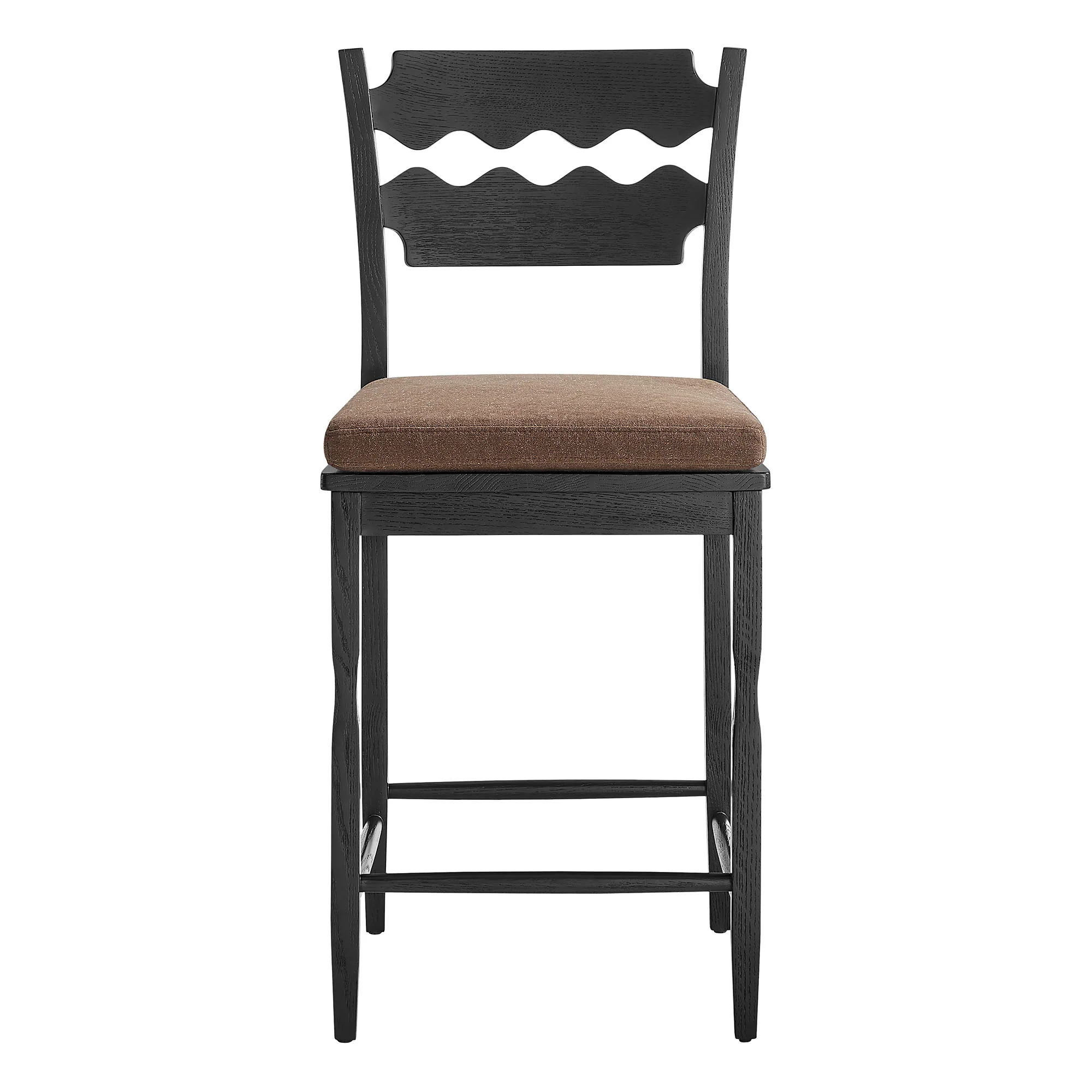 Jax Oak Wood Counter Stool With Wavy Razor Back and Cushion by Modway - Image 4