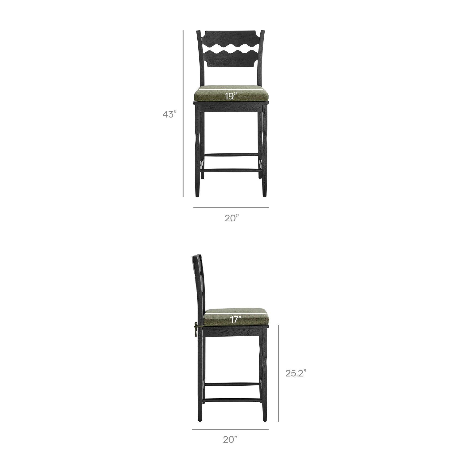 Jax Oak Wood Counter Stool With Wavy Razor Back and Cushion by Modway - Image 40
