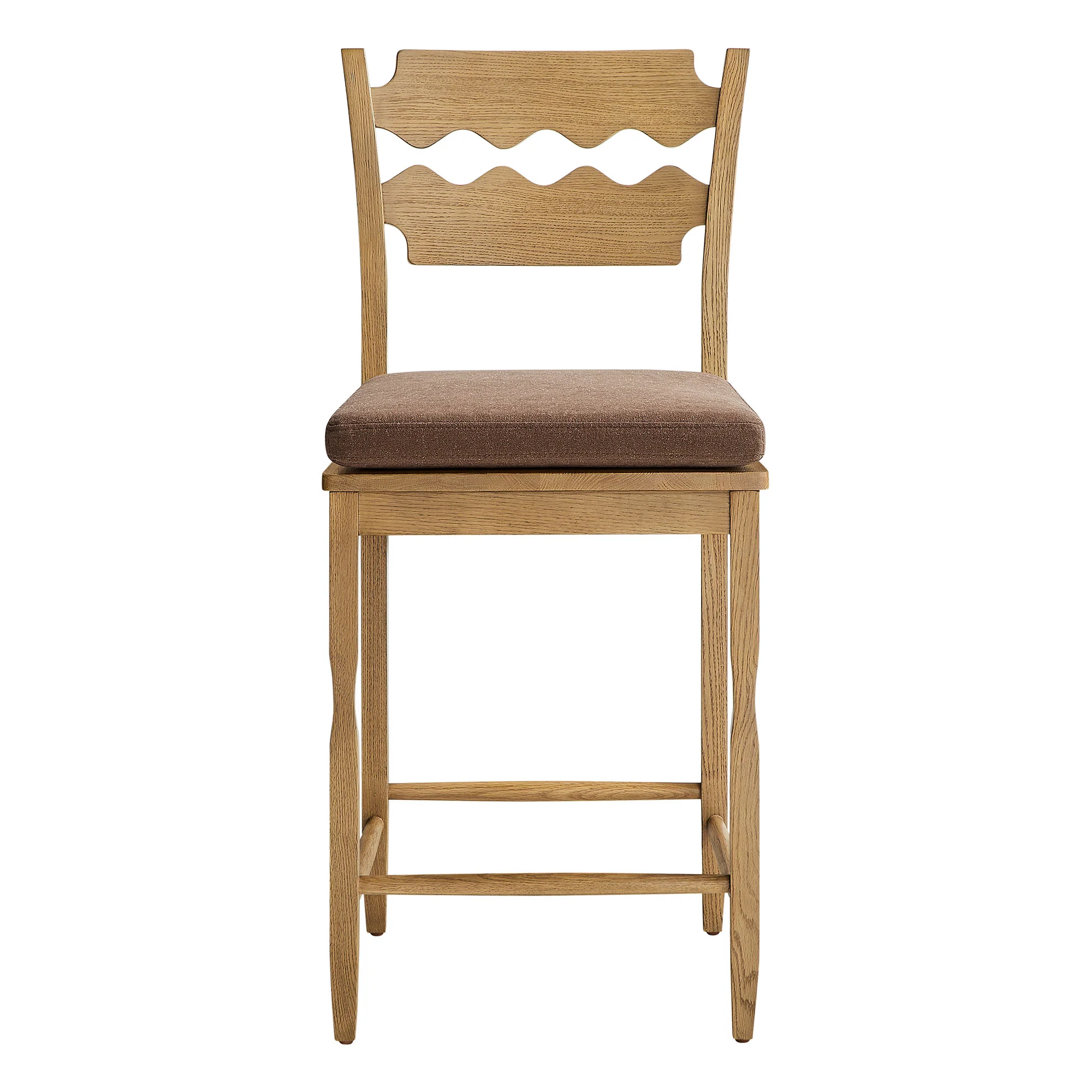 Jax Oak Wood Counter Stool With Wavy Razor Back and Cushion by Modway - Image 44