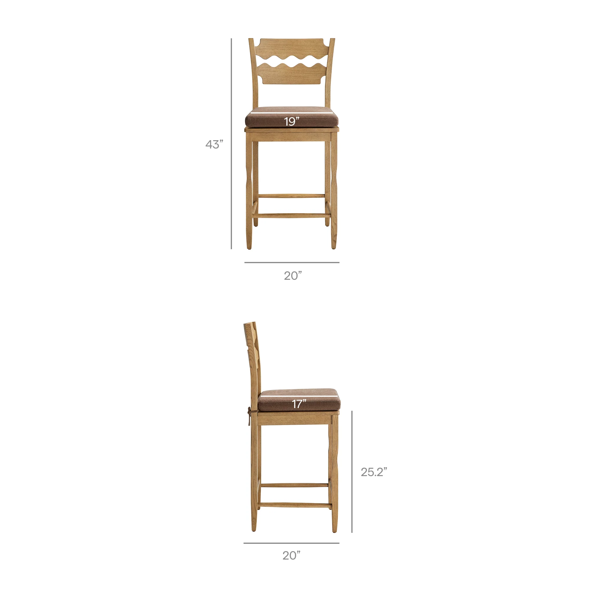 Jax Oak Wood Counter Stool With Wavy Razor Back and Cushion by Modway - Image 50