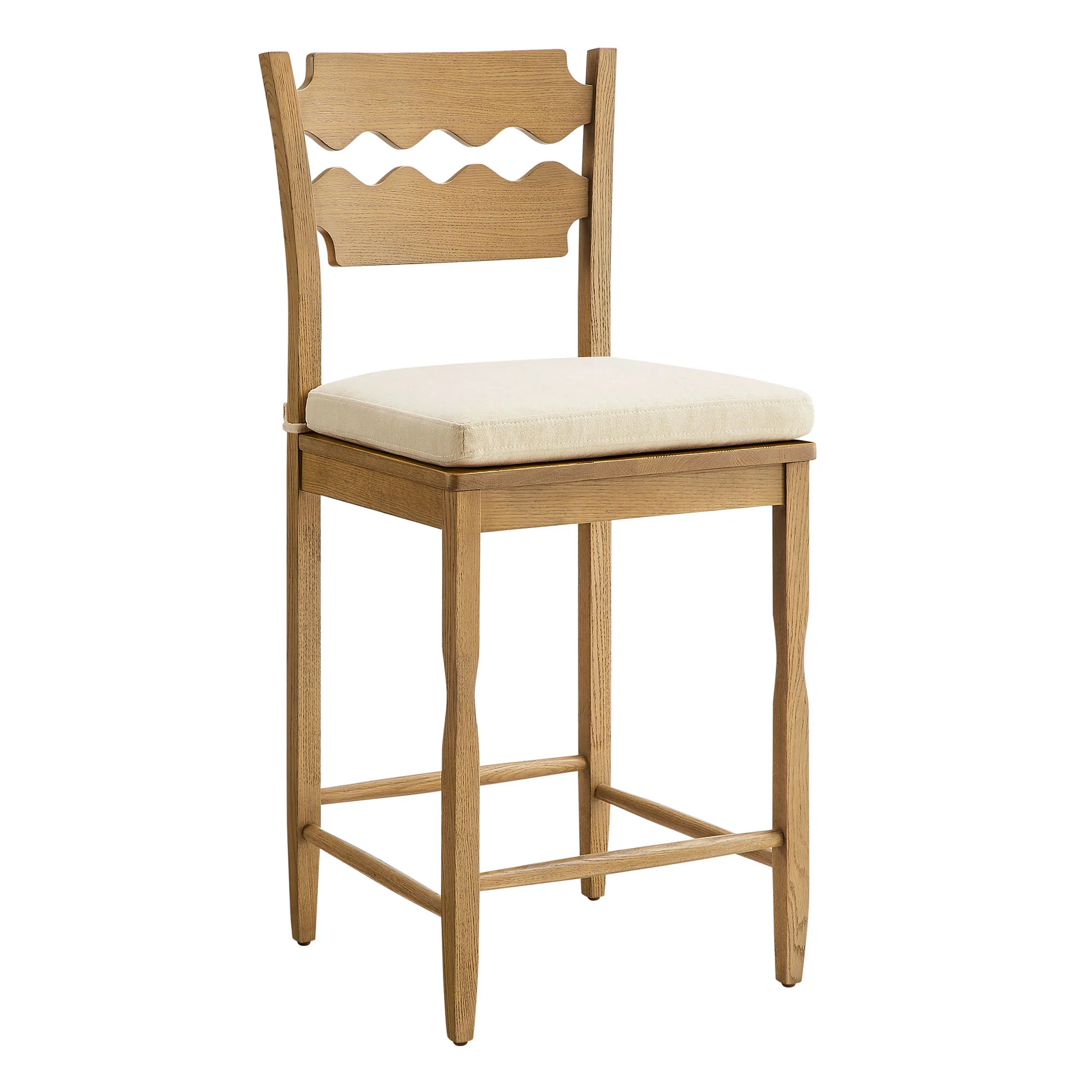 Jax Oak Wood Counter Stool With Wavy Razor Back and Cushion by Modway - Image 51