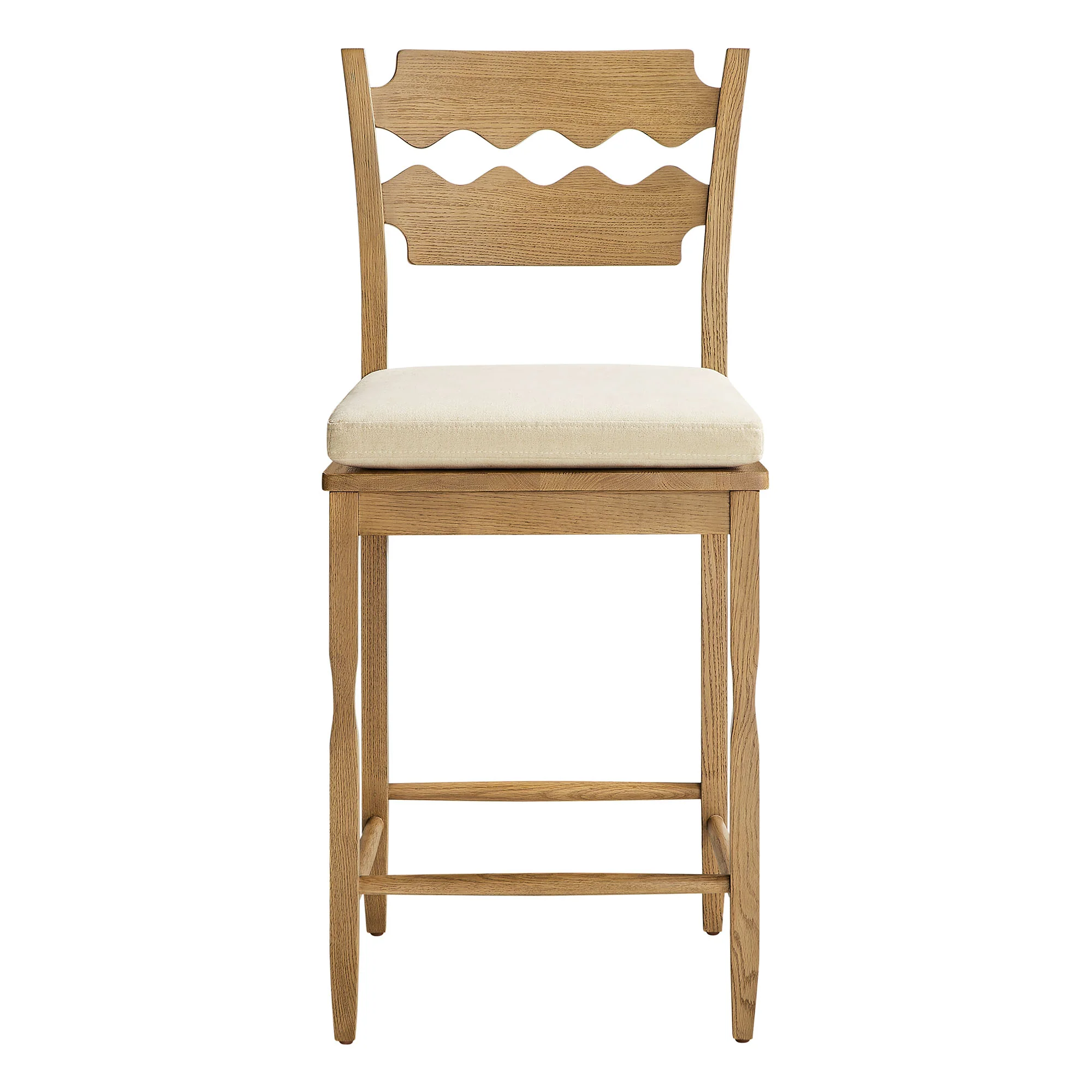 Jax Oak Wood Counter Stool With Wavy Razor Back and Cushion by Modway - Image 54