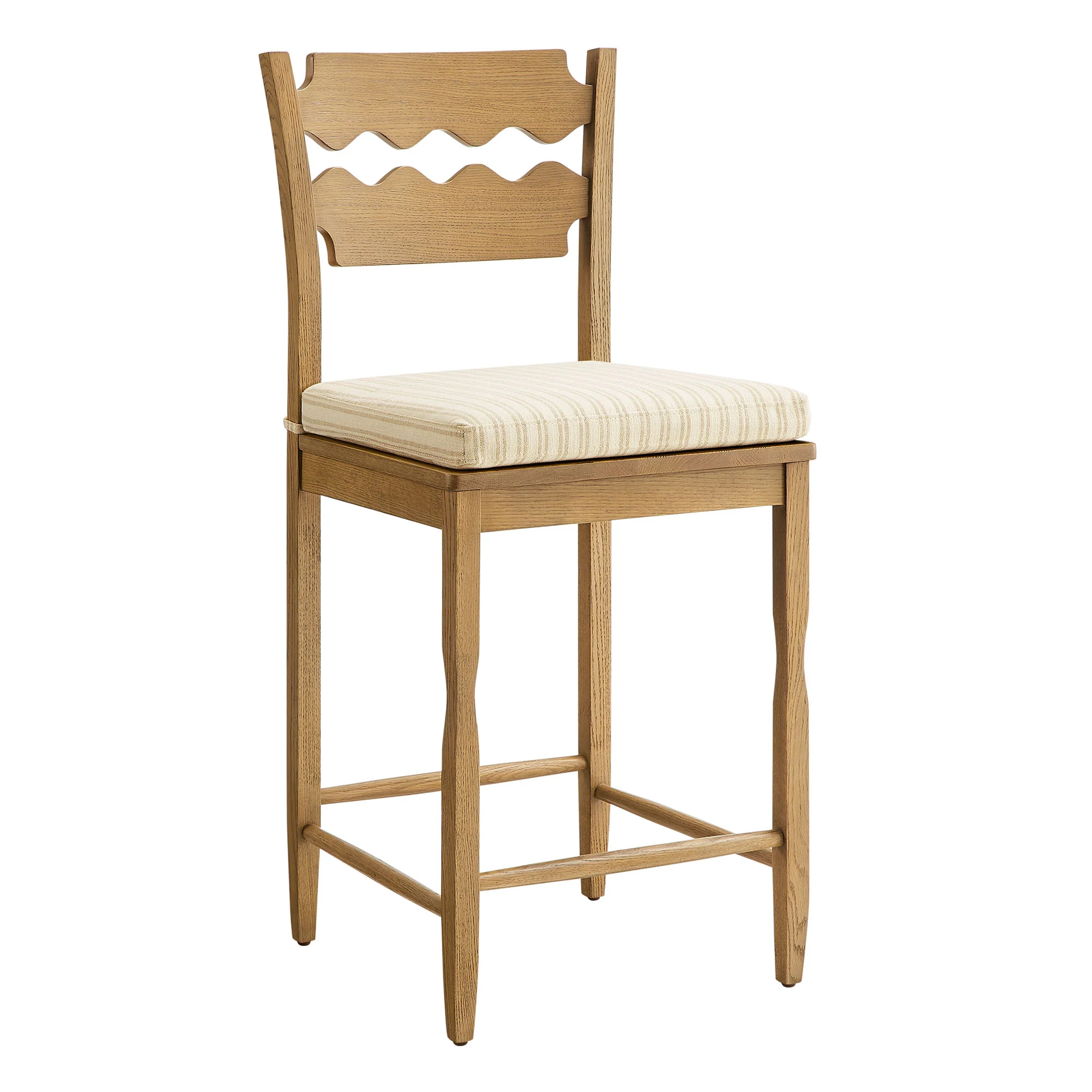Jax Oak Wood Counter Stool With Wavy Razor Back and Cushion by Modway - Image 61