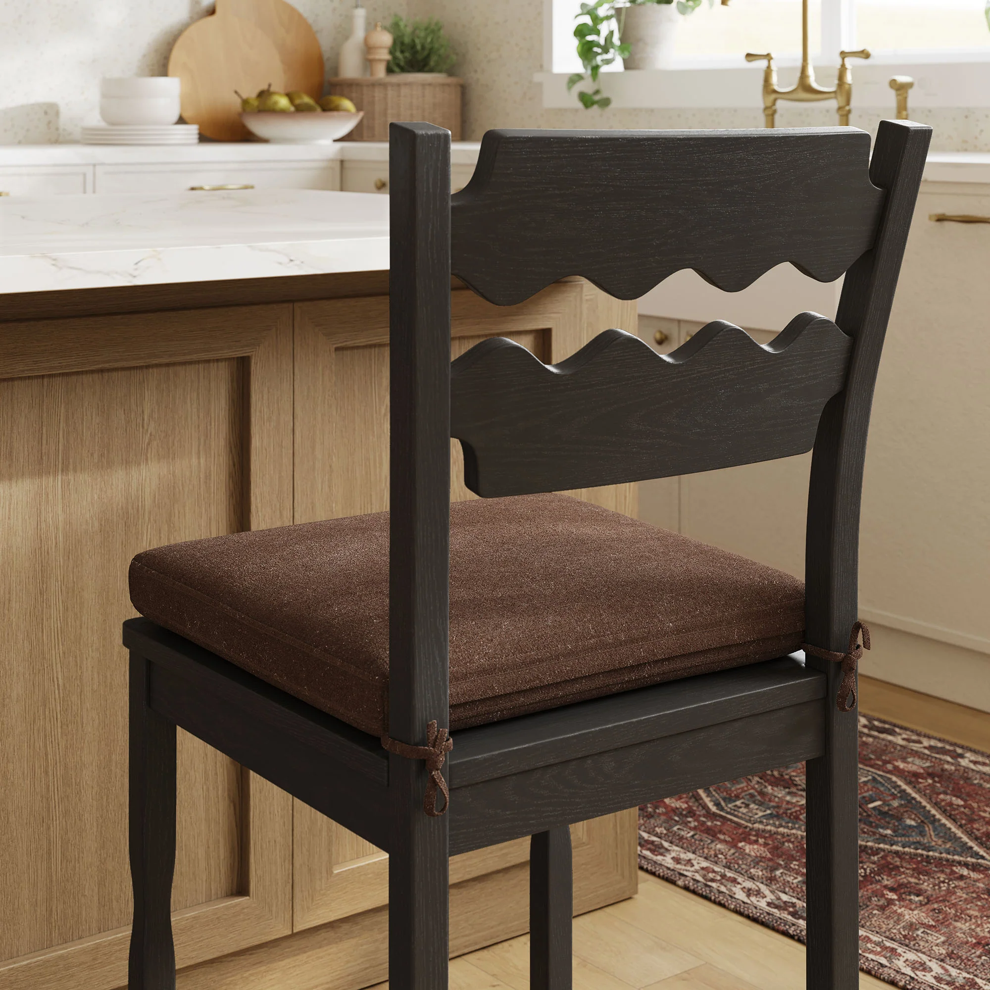 Jax Oak Wood Counter Stool With Wavy Razor Back and Cushion by Modway - Image 7