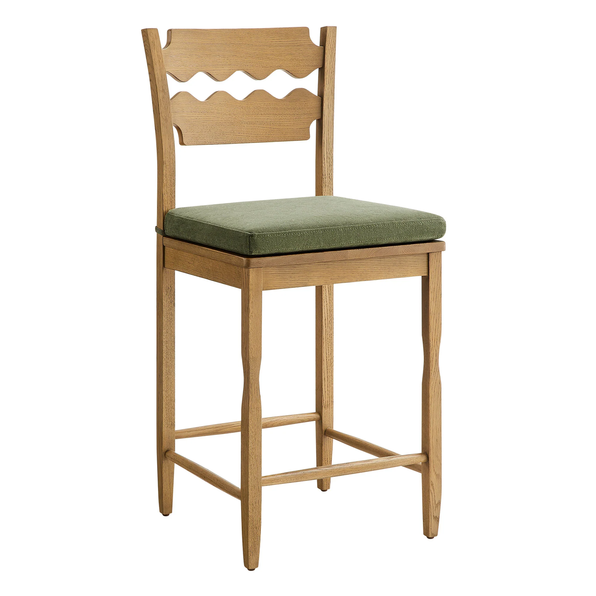 Jax Oak Wood Counter Stool With Wavy Razor Back and Cushion by Modway - Image 71