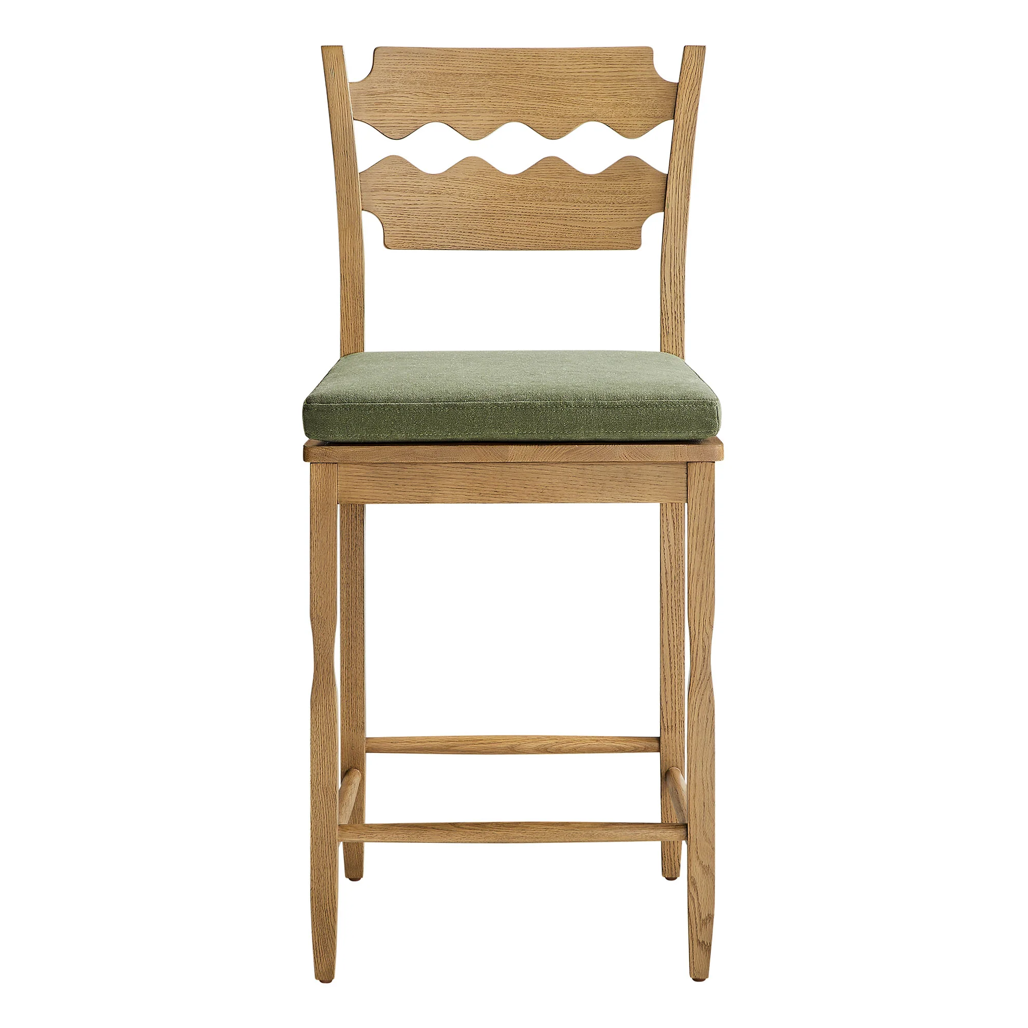 Jax Oak Wood Counter Stool With Wavy Razor Back and Cushion by Modway - Image 74