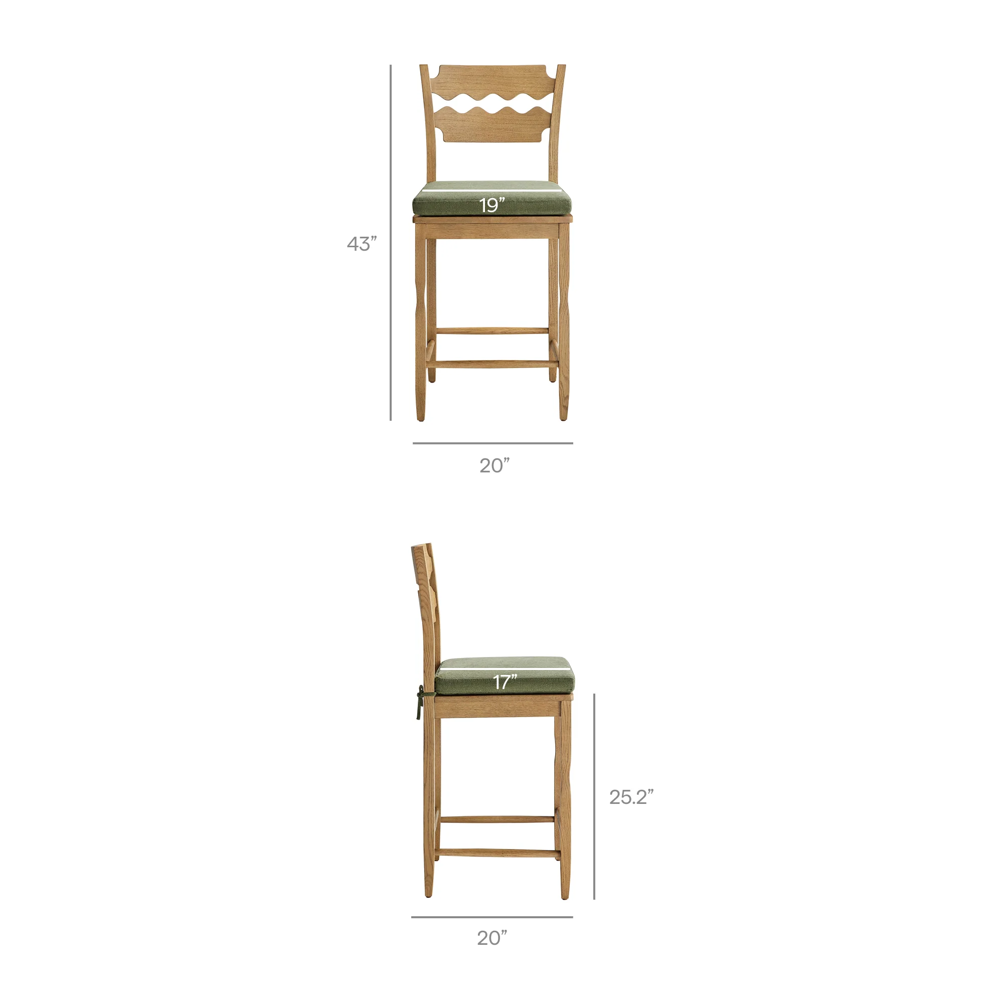 Jax Oak Wood Counter Stool With Wavy Razor Back and Cushion by Modway - Image 80