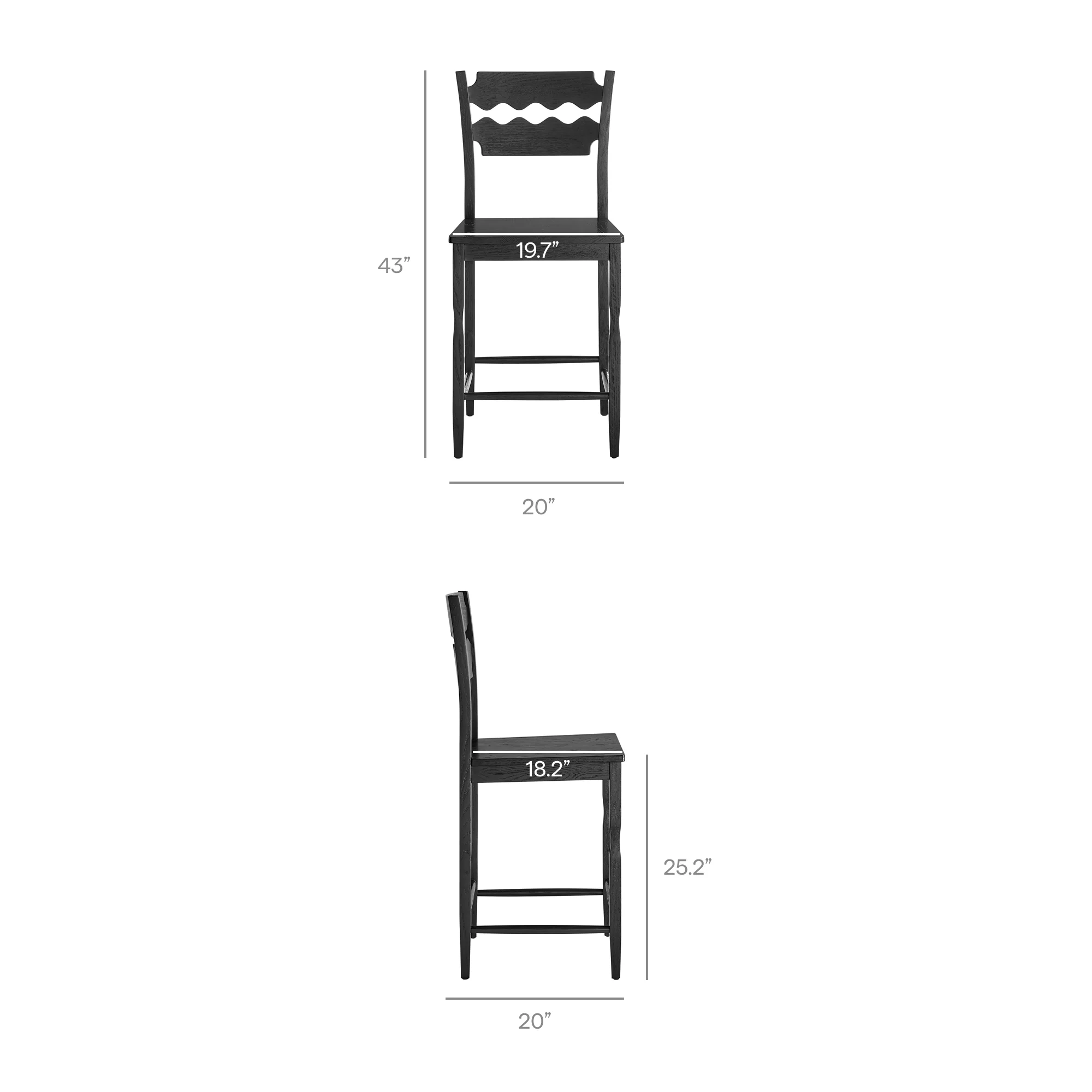 Jax Oak Wood Counter Stool With Wavy Razor Back by Modway - Image 10