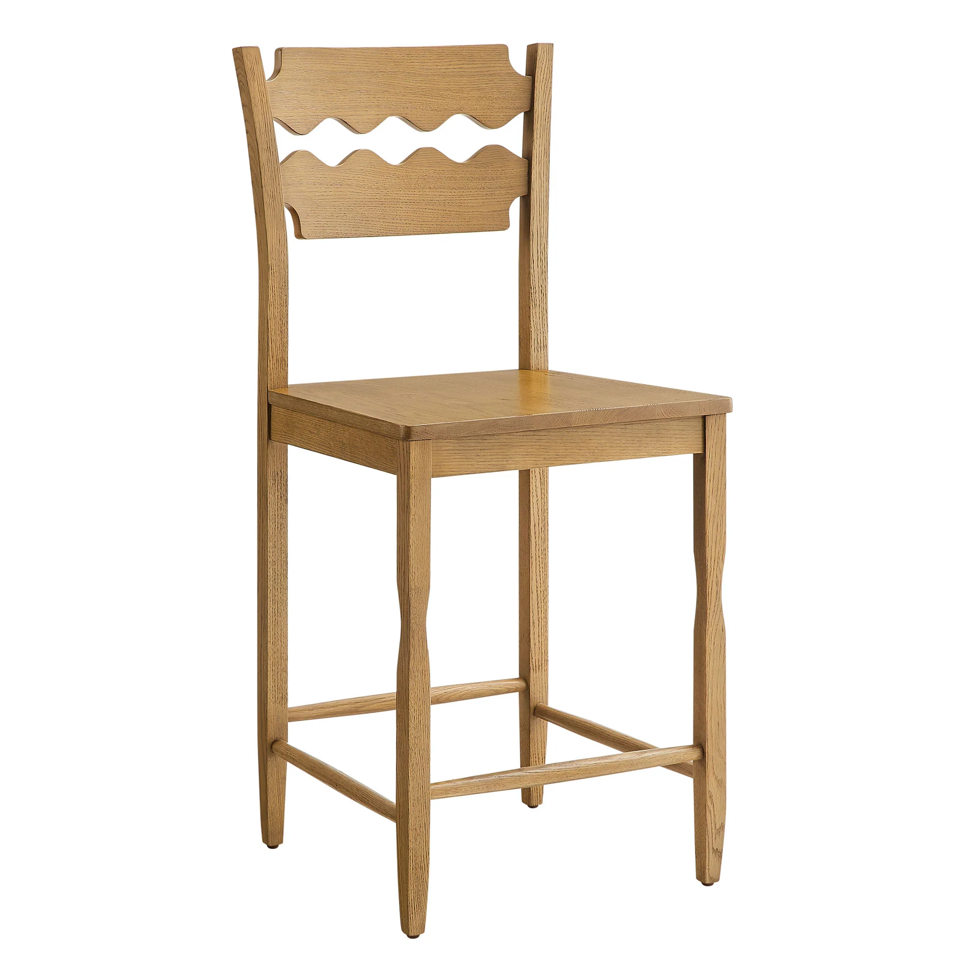 Jax Oak Wood Counter Stool With Wavy Razor Back by Modway - Image 11