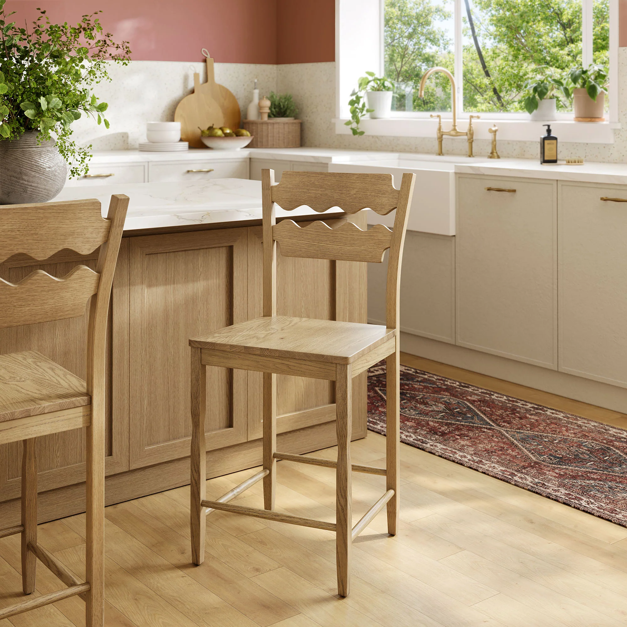 Jax Oak Wood Counter Stool With Wavy Razor Back by Modway - Image 18
