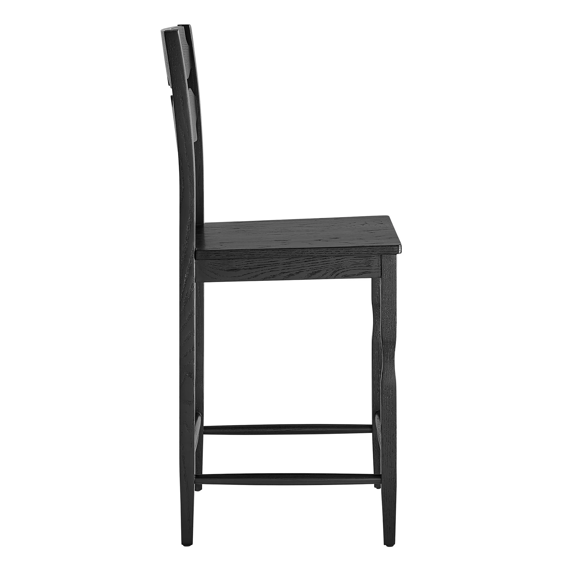 Jax Oak Wood Counter Stool With Wavy Razor Back by Modway - Image 2