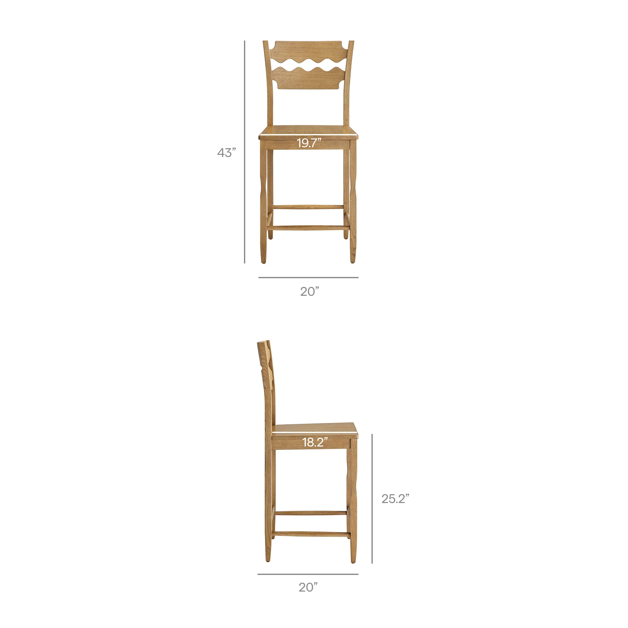 Jax Oak Wood Counter Stool With Wavy Razor Back by Modway - Image 20
