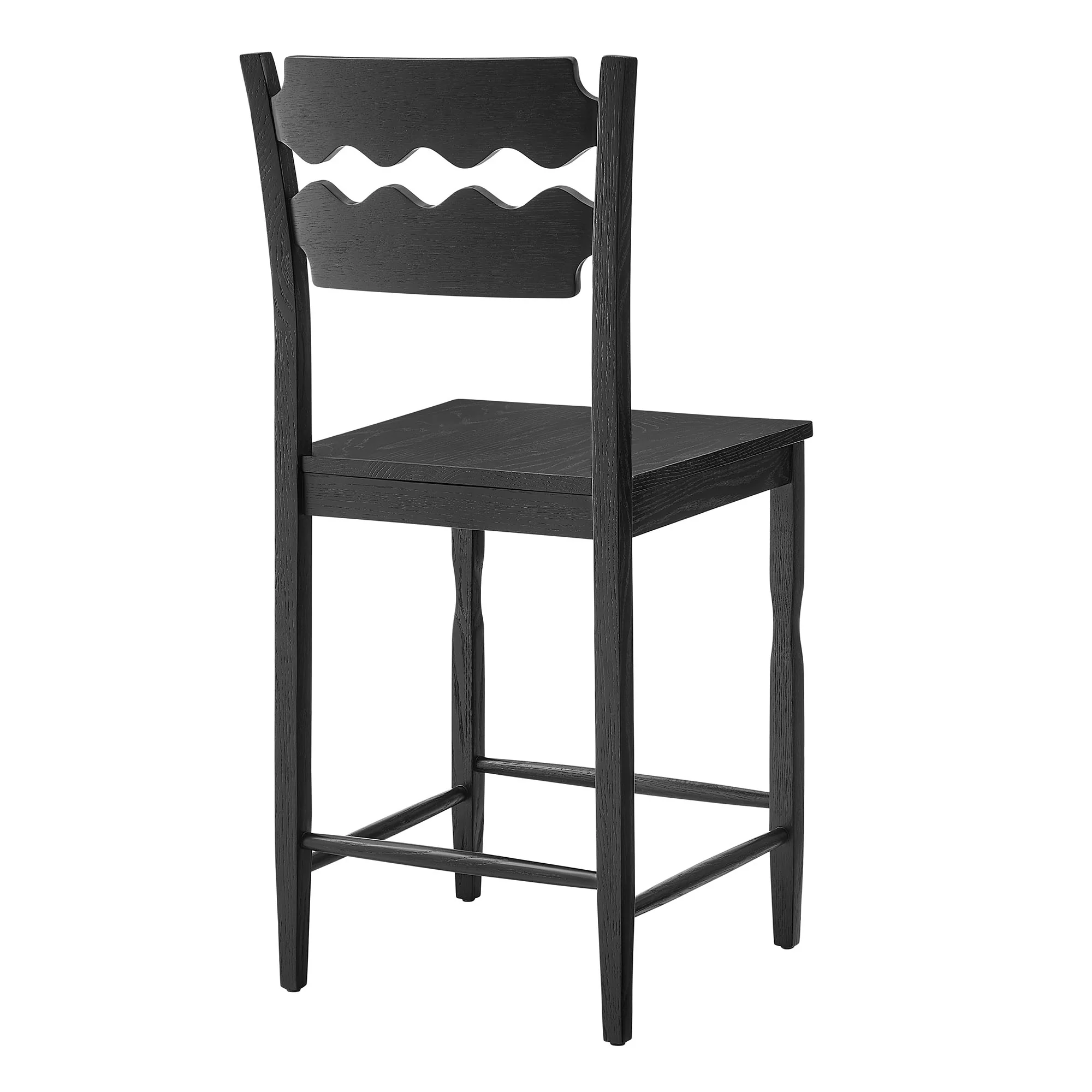 Jax Oak Wood Counter Stool With Wavy Razor Back by Modway - Image 3
