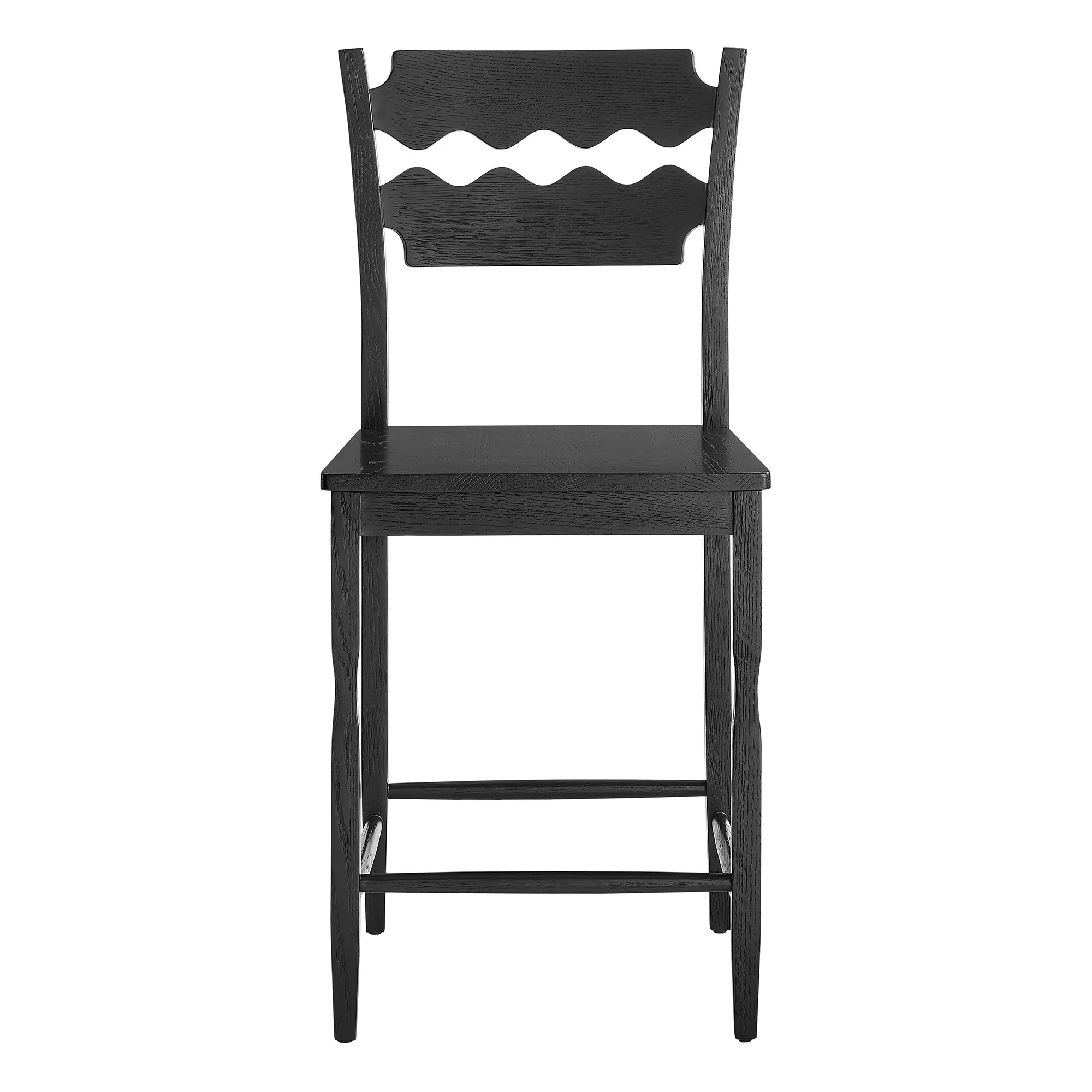 Jax Oak Wood Counter Stool With Wavy Razor Back by Modway - Image 4