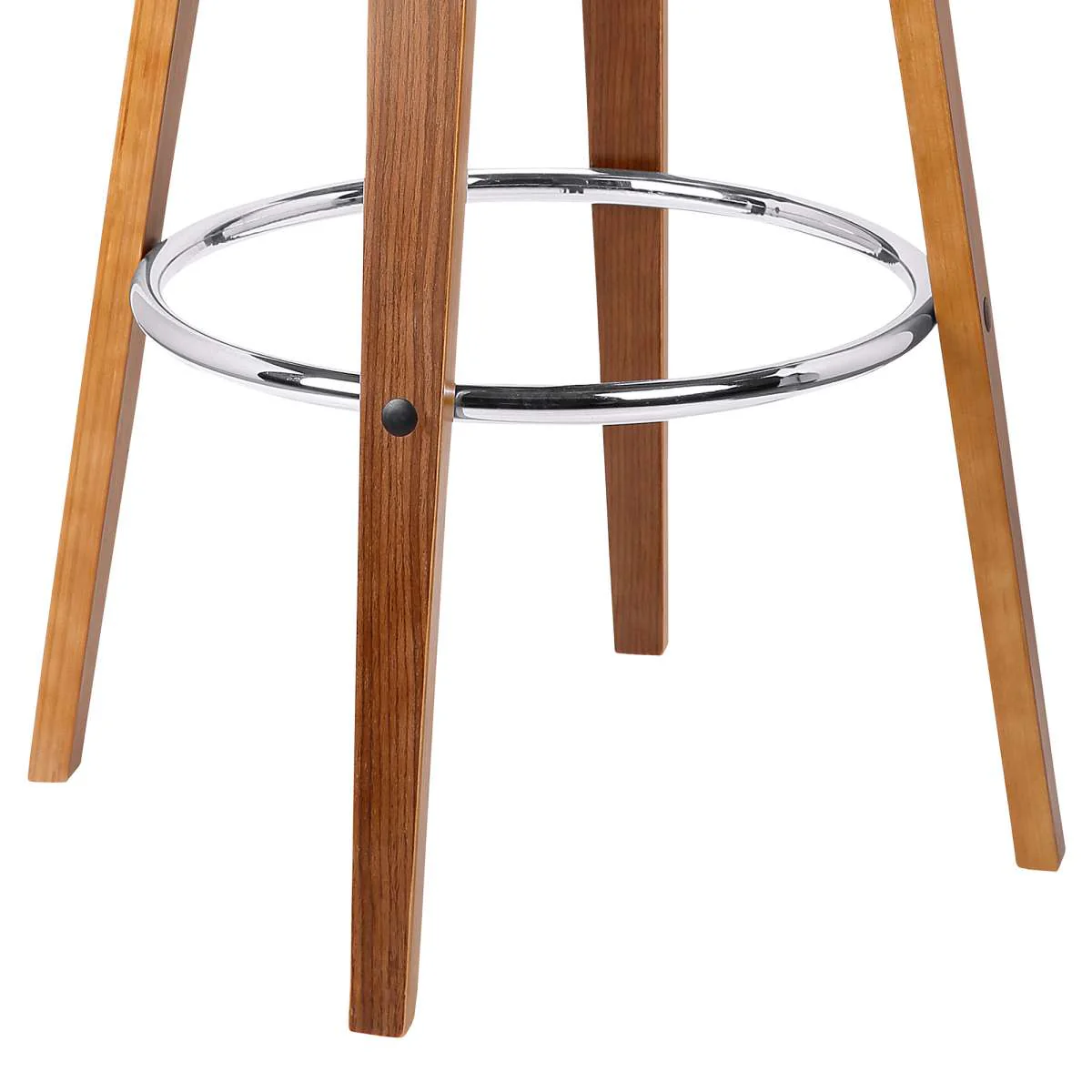 Jayden 30" Bar Height Swivel Brown Faux Leather and Walnut Wood Bar Stool By Armen Living - Image 5