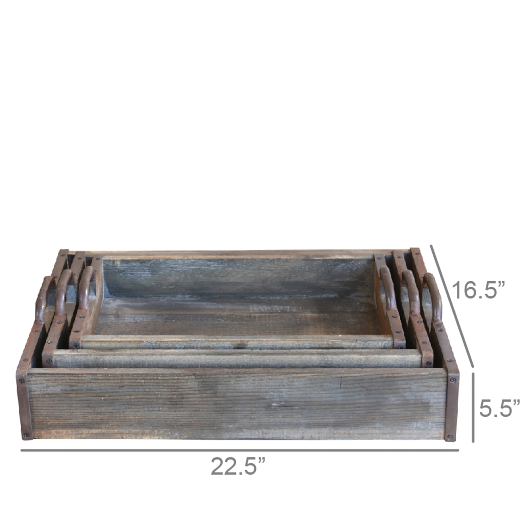 Jennings Wood Trays, Set of 3 By HomArt - Image 2