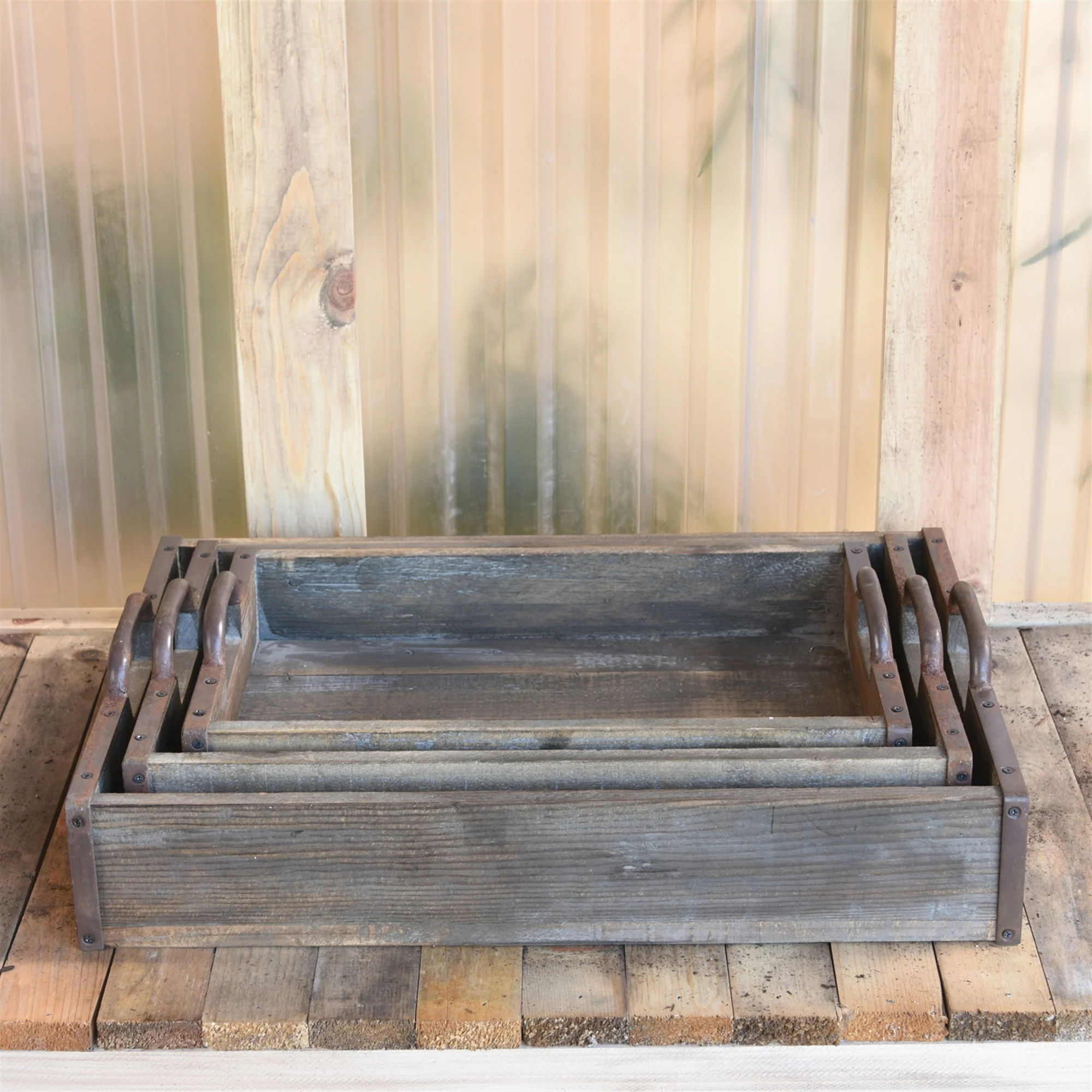 Jennings Wood Trays, Set of 3 By HomArt - Image 4