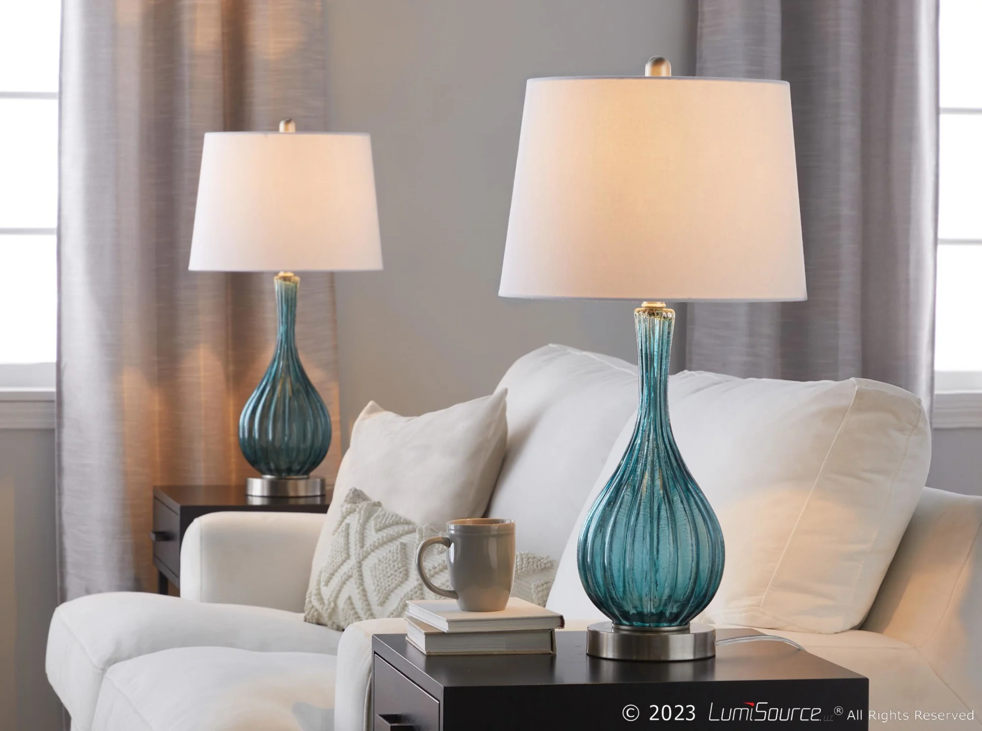 Jenny 27" Glass Table Lamp - Set of 2 By LumiSource - GTG27-JENNY BUBNIW2 - Image 2