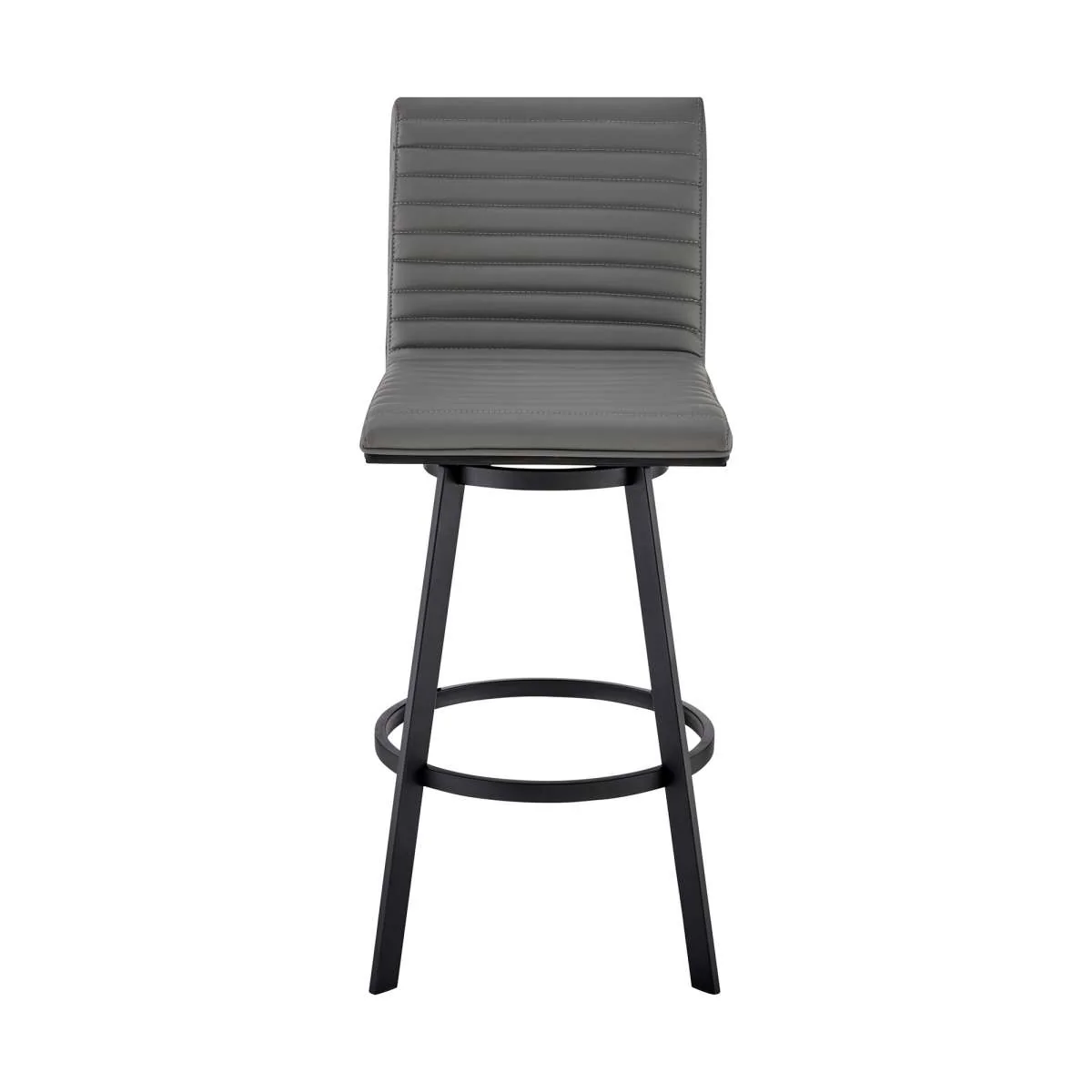 Jermaine 26" Counter Height Swivel Bar Stool in Matt Black Finish with Gray Faux Leather By Armen Living - Image 5