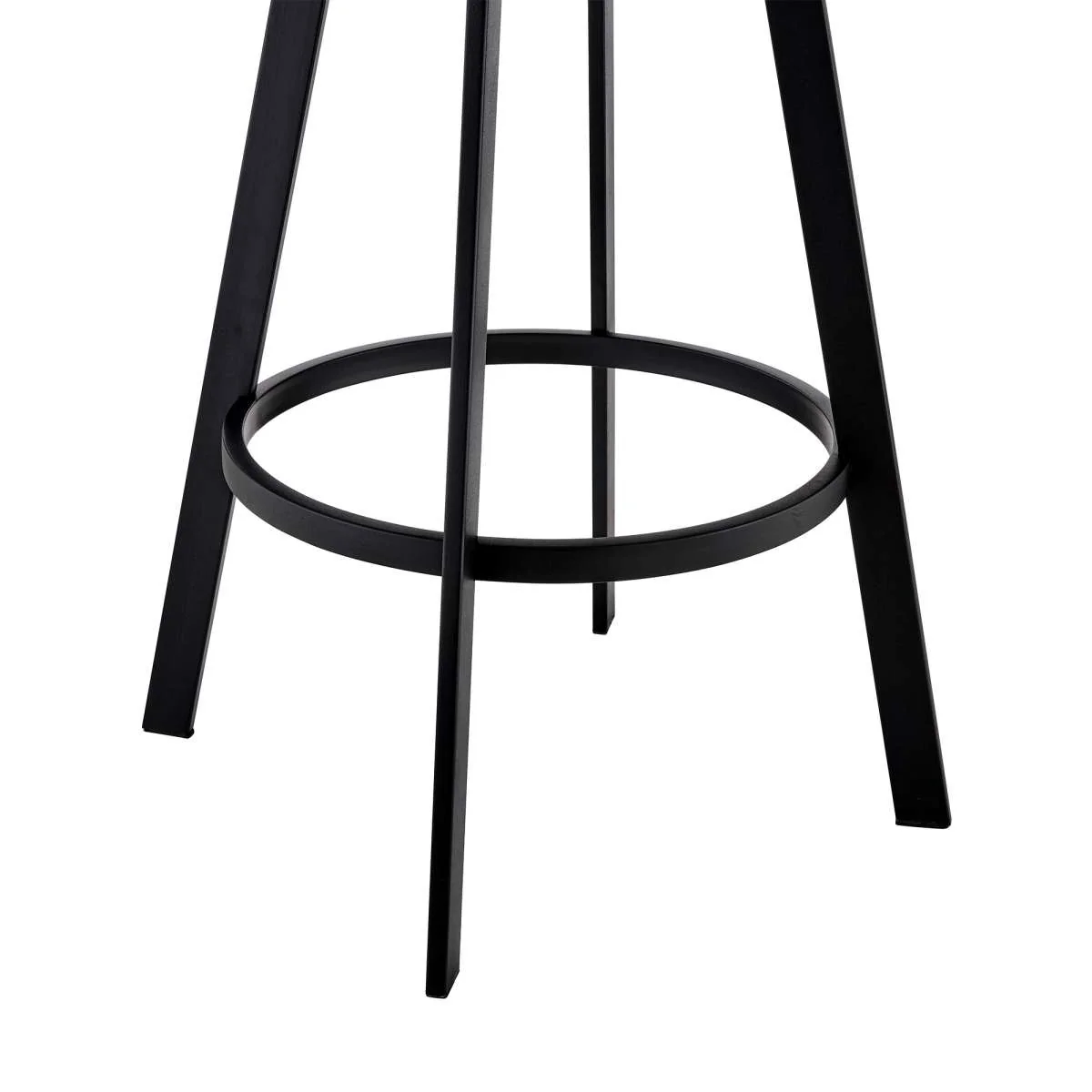 Jermaine 30" Bar Height Swivel Bar Stool in Matt Black Finish with Gray Faux Leather By Armen Living - Image 9