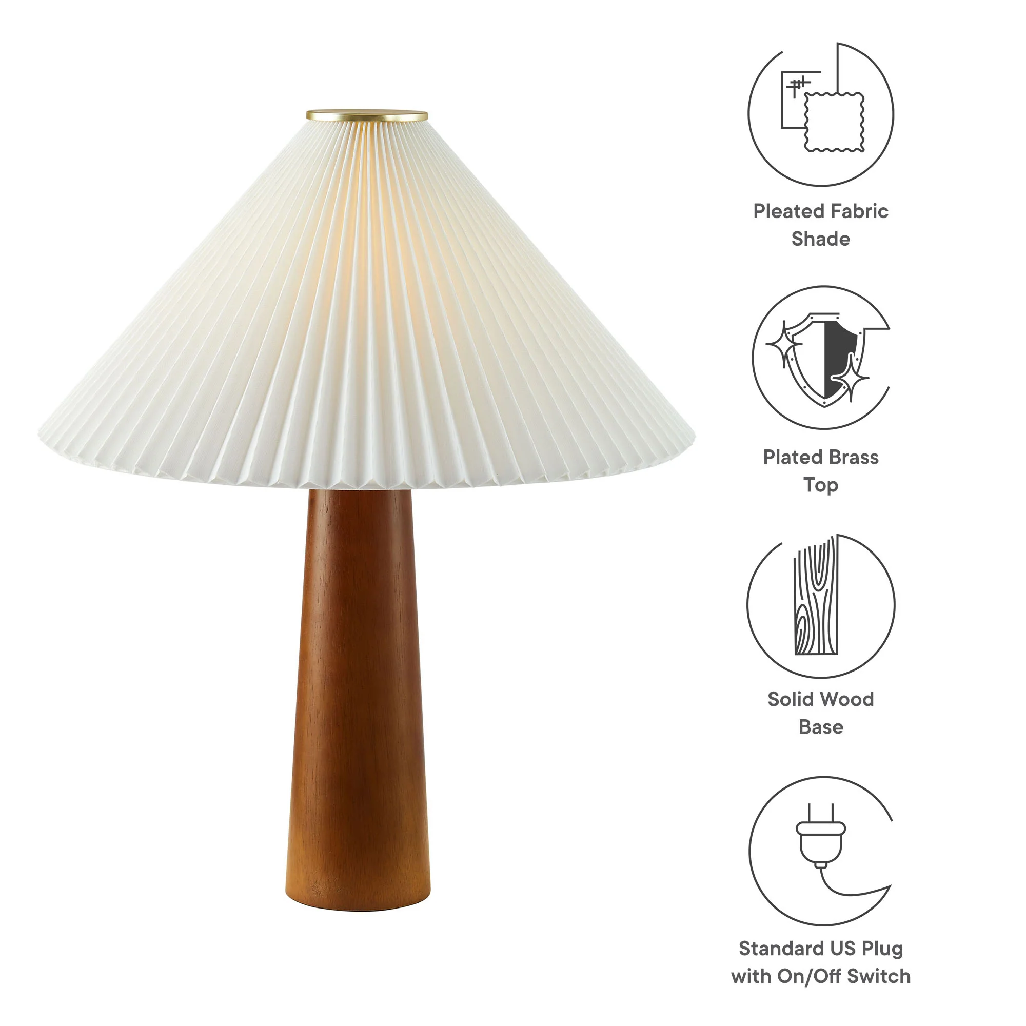 Jessica Wooden Base Table Lamp With Pleated Fabric Shade by Modway - Image 11