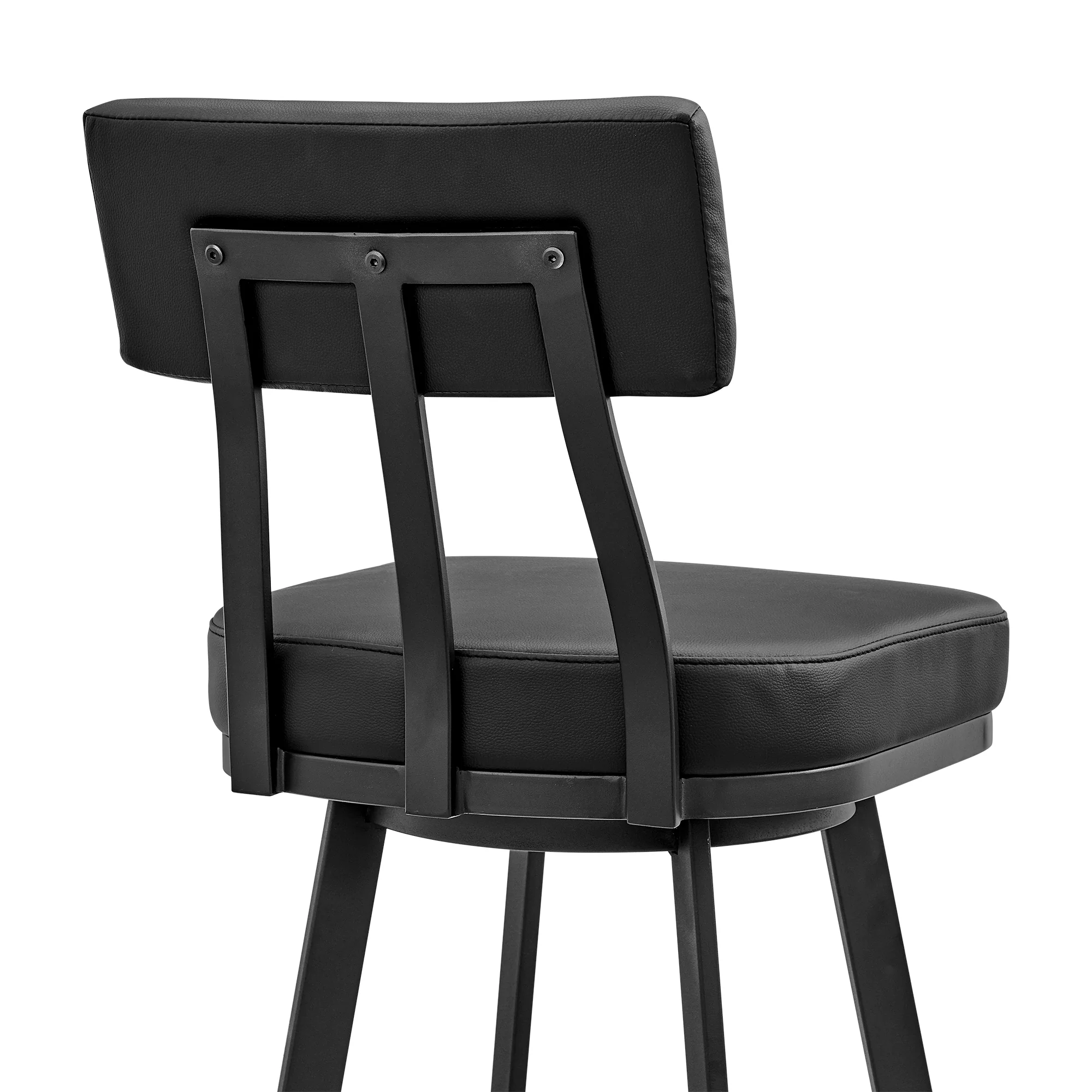 Jinab Swivel Counter Stool in Black Metal with Black Faux Leather By Armen Living - Image 10