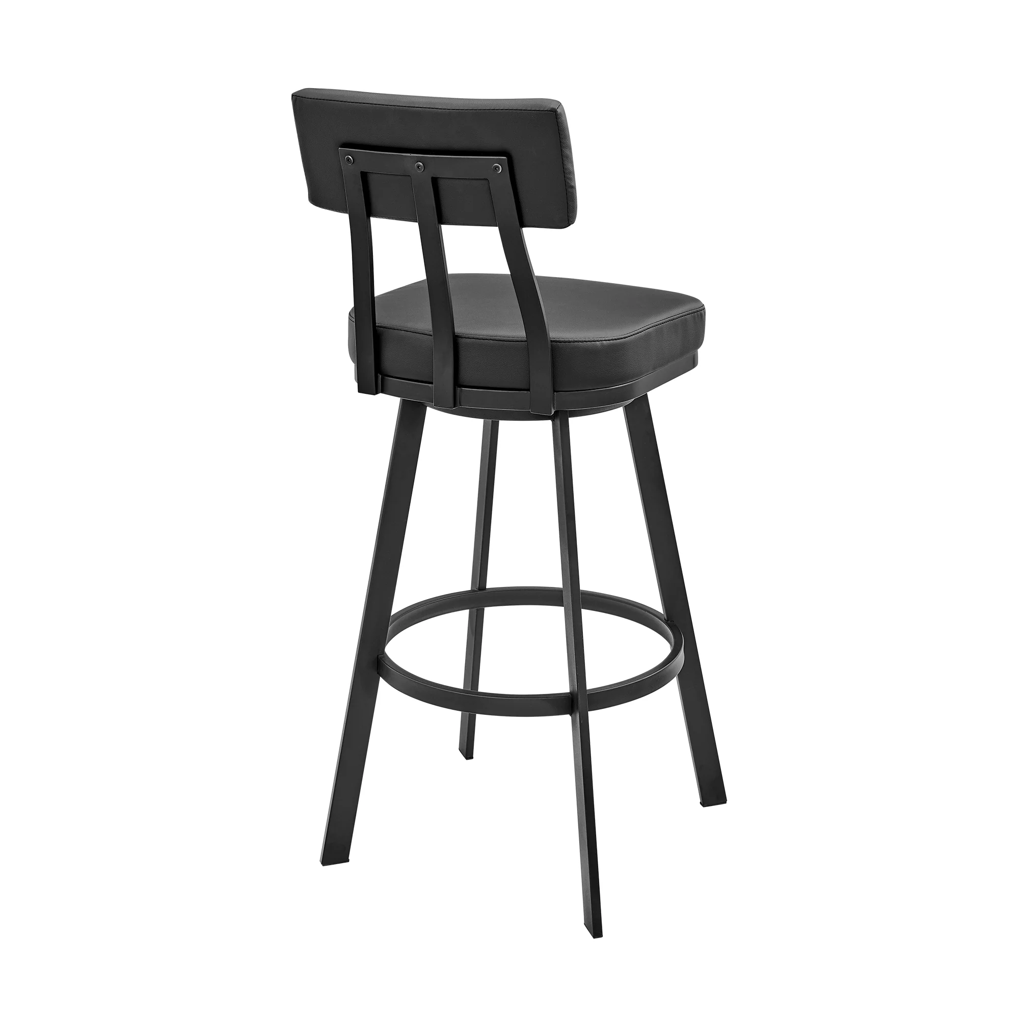 Jinab Swivel Counter Stool in Black Metal with Black Faux Leather By Armen Living - Image 6