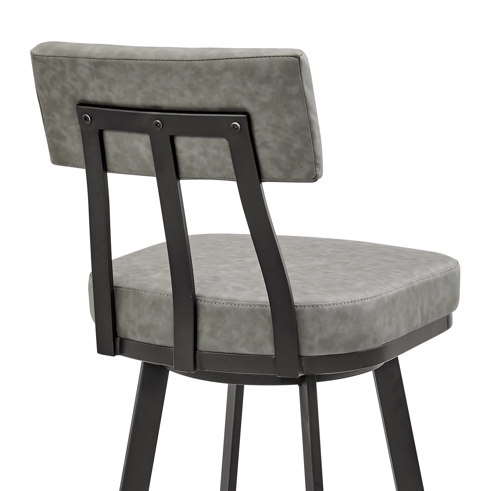 Jinab Swivel Counter Stool in Black Metal with Grey Faux Leather By Armen Living - Image 10