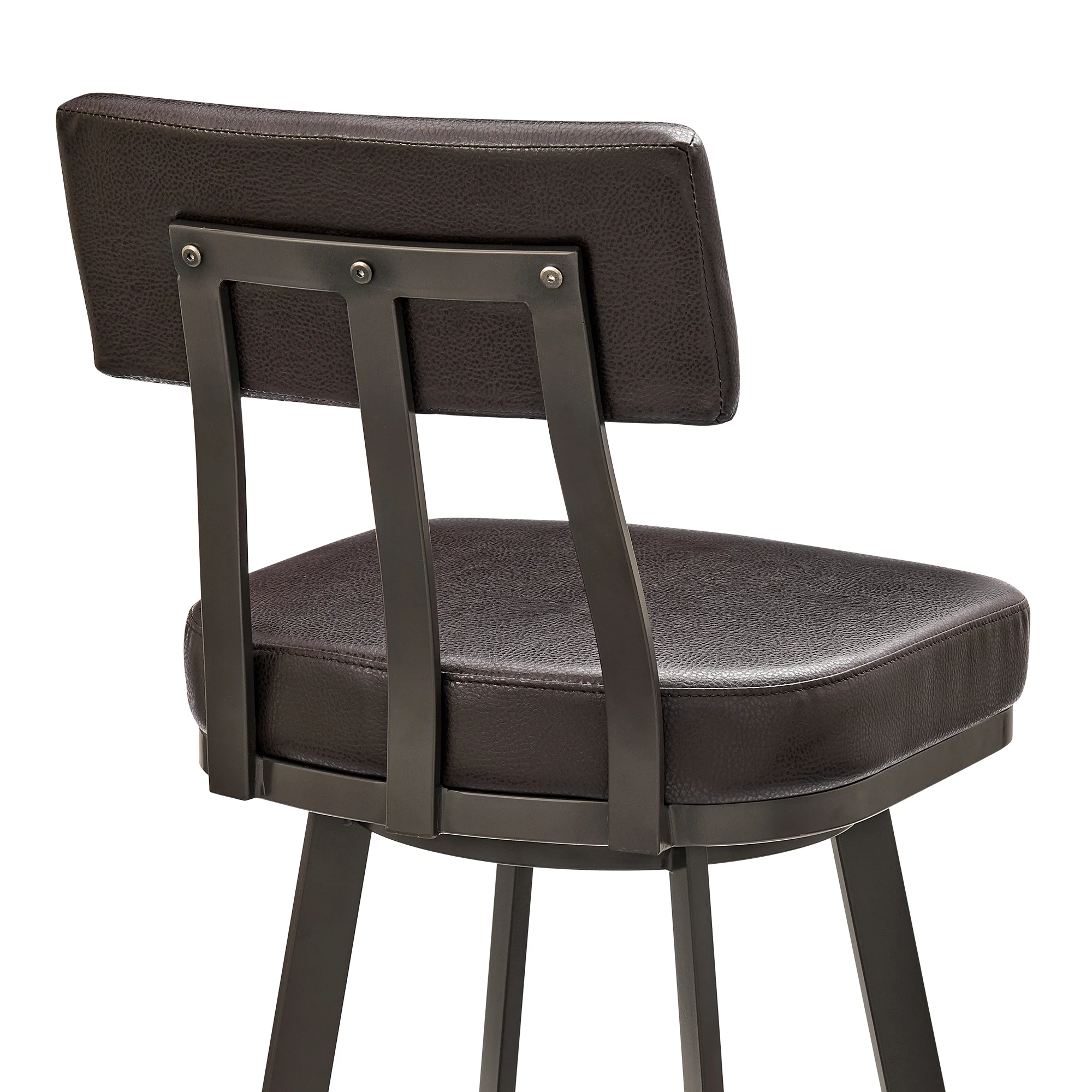 Jinab Swivel Counter Stool in Brown Metal with Brown Faux Leather By Armen Living - Image 10