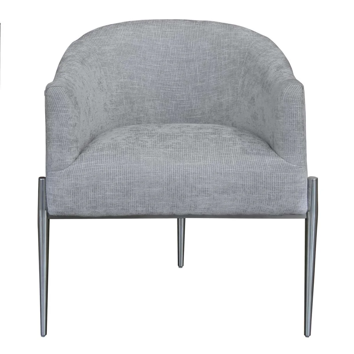 Jolie Contemporary Accent Chair in Polished Stainless Steel Finish and Silver Fabric By Armen Living - Image 2