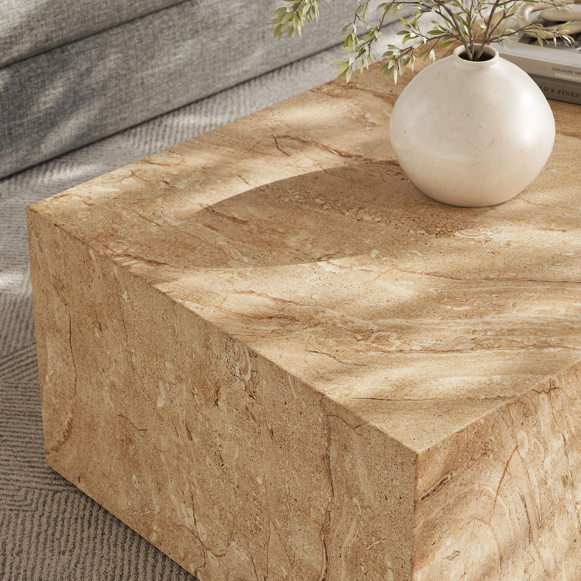 Jordana Square Plinth Indoor - Outdoor Patio Concrete Coffee Table by Modway - Image 14