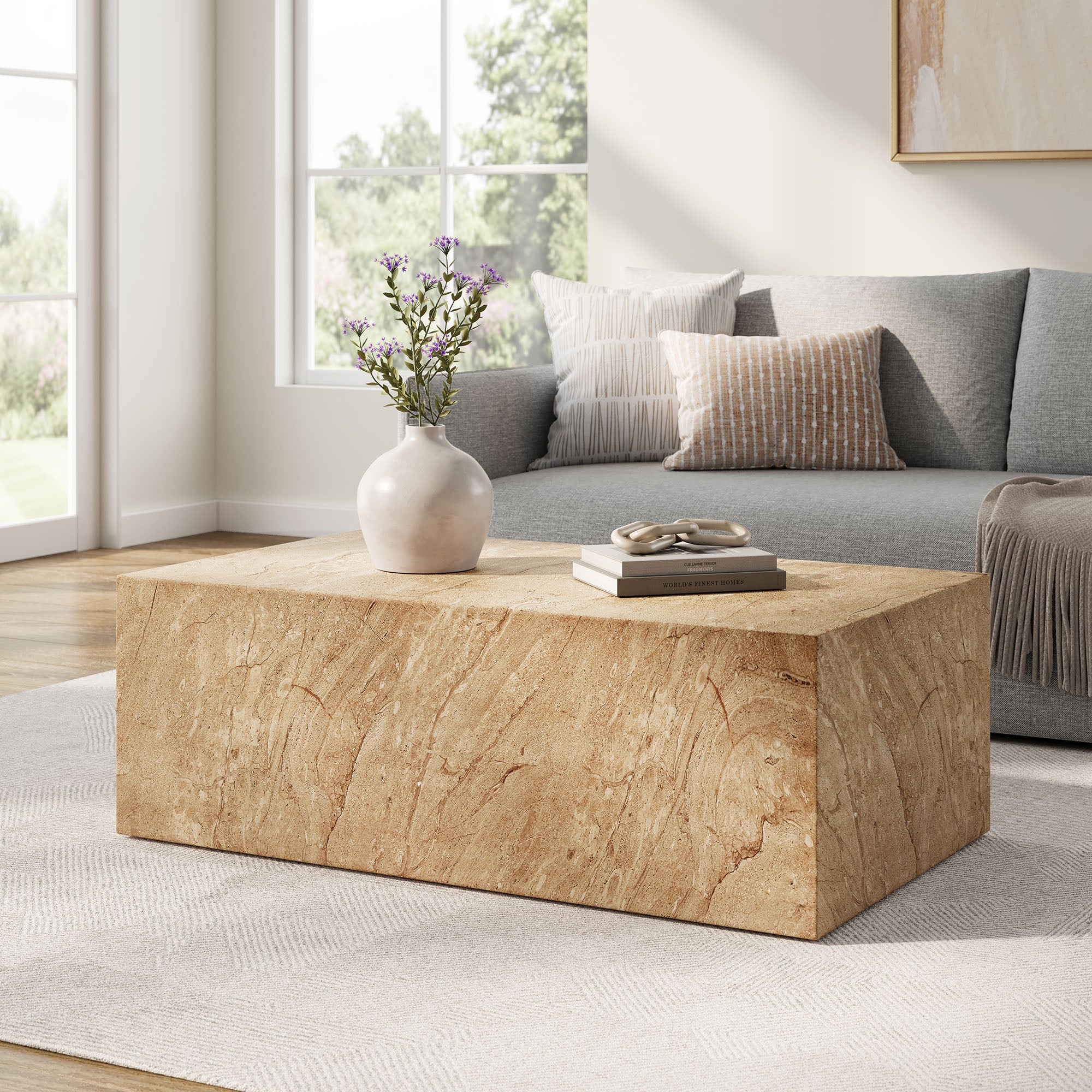 Jordana Square Plinth Indoor - Outdoor Patio Concrete Coffee Table by Modway - Image 15