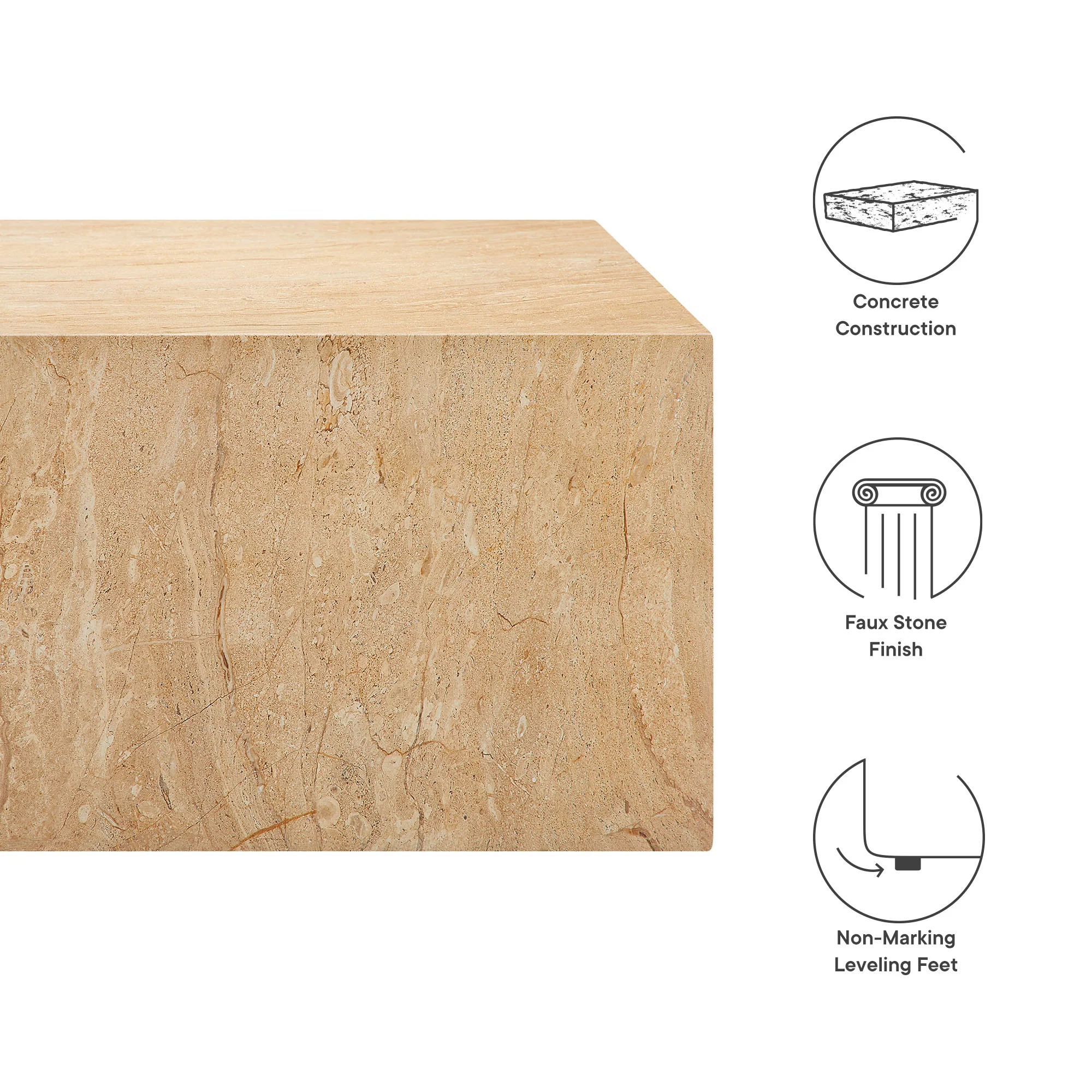 Jordana Square Plinth Indoor - Outdoor Patio Concrete Coffee Table by Modway - Image 18