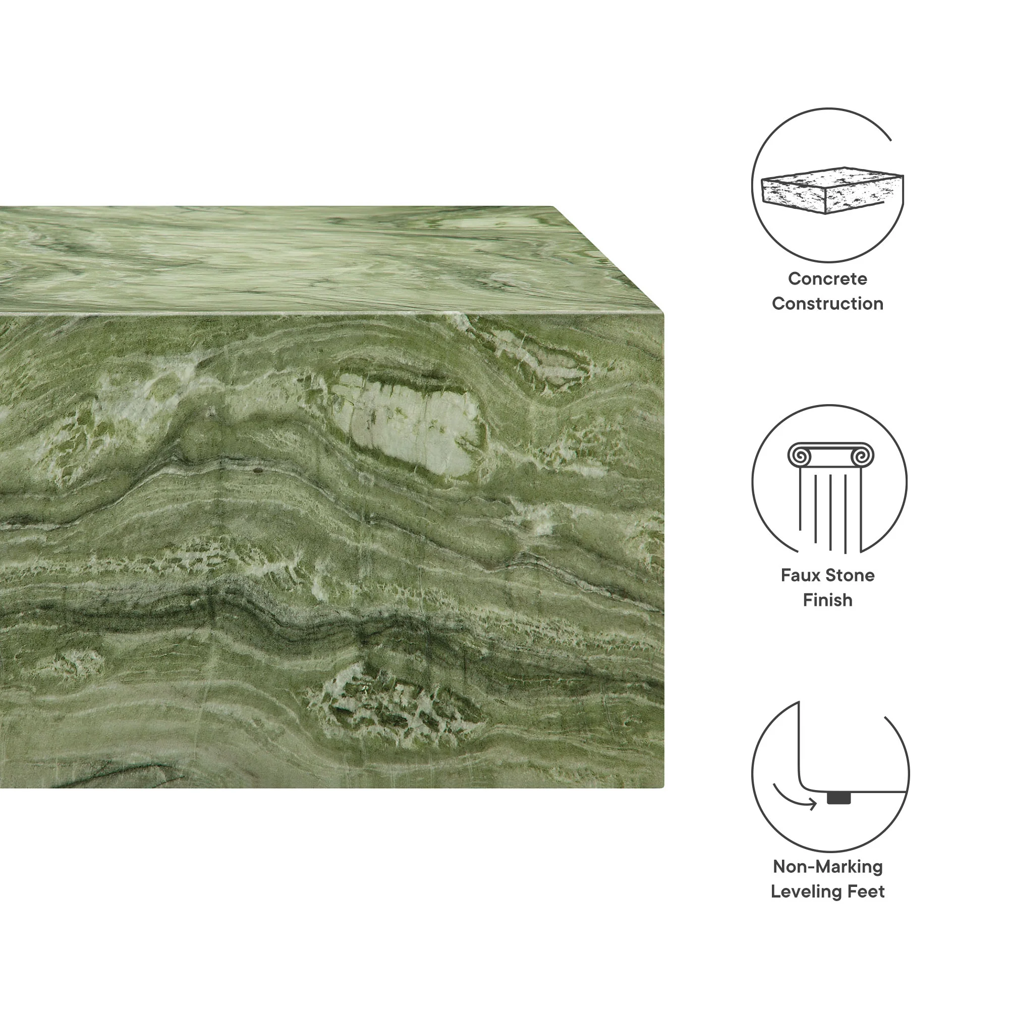Jordana Square Plinth Indoor - Outdoor Patio Concrete Coffee Table by Modway - Image 8
