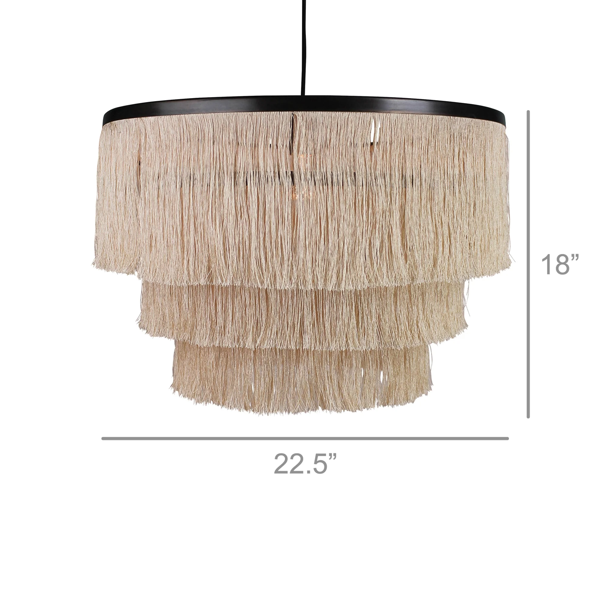 Josephine Fringe Pendant, Three Tier By HomArt - Image 3