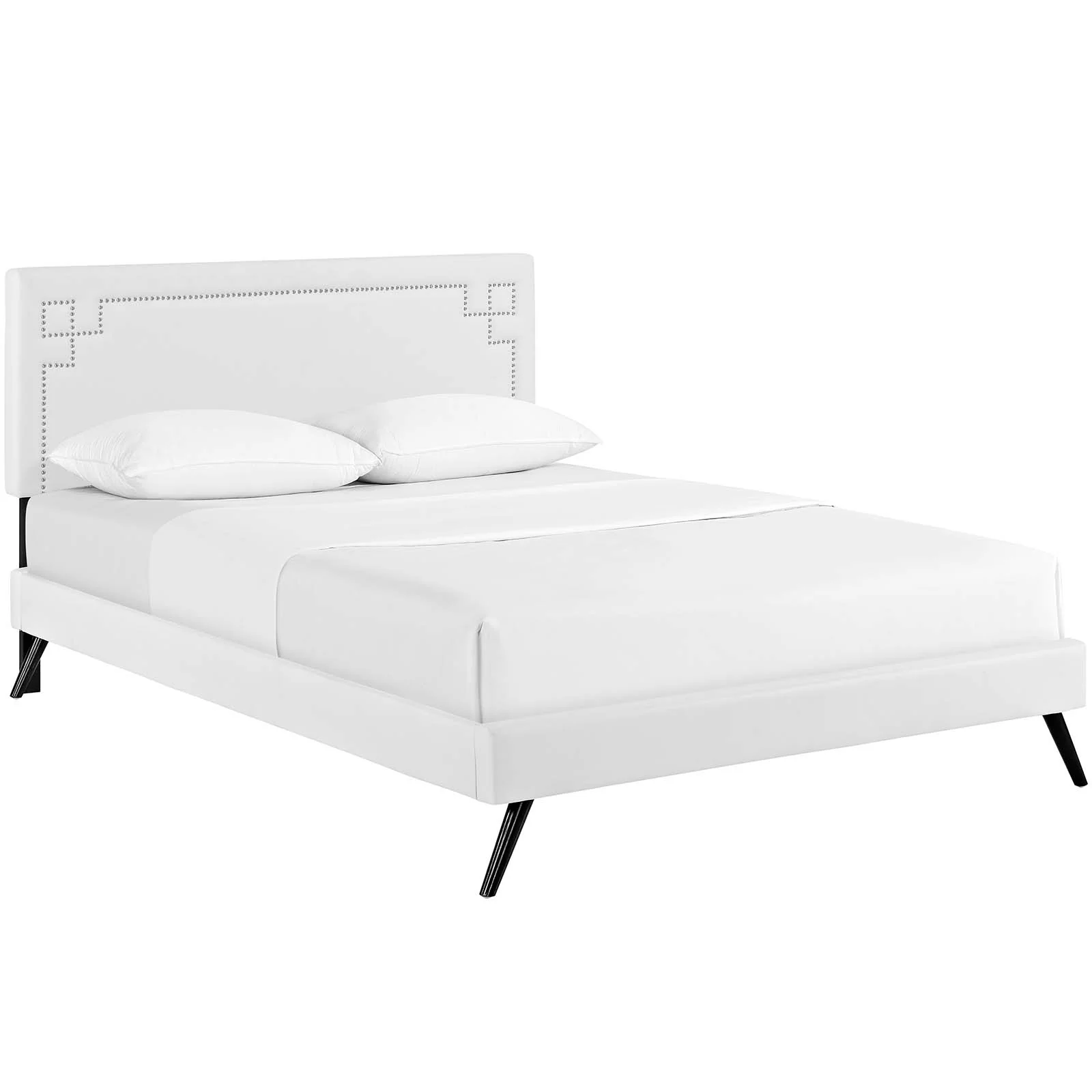 Josie Vinyl Queen Platform Bed with Round Splayed Legs by Modway - Image 2