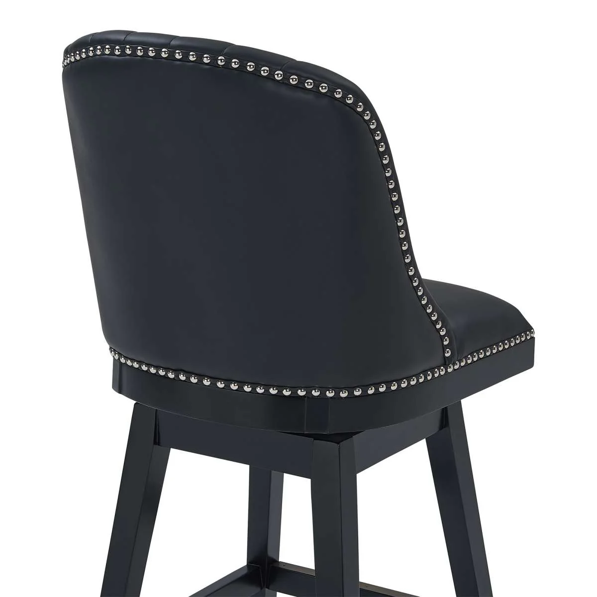Journey 26" Counter Height Swivel Black Faux Leather and Black Wood Bar Stool By Armen Living - Image 5