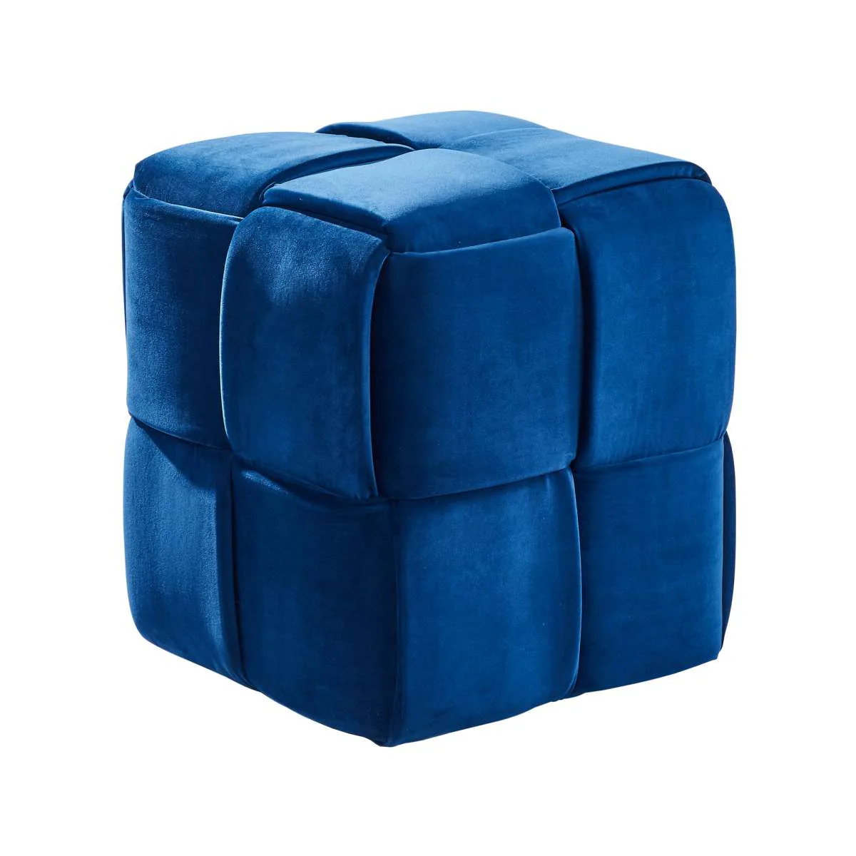 Joy Contemporary Short Ottoman in Blue Velvet By Armen Living - Image 2