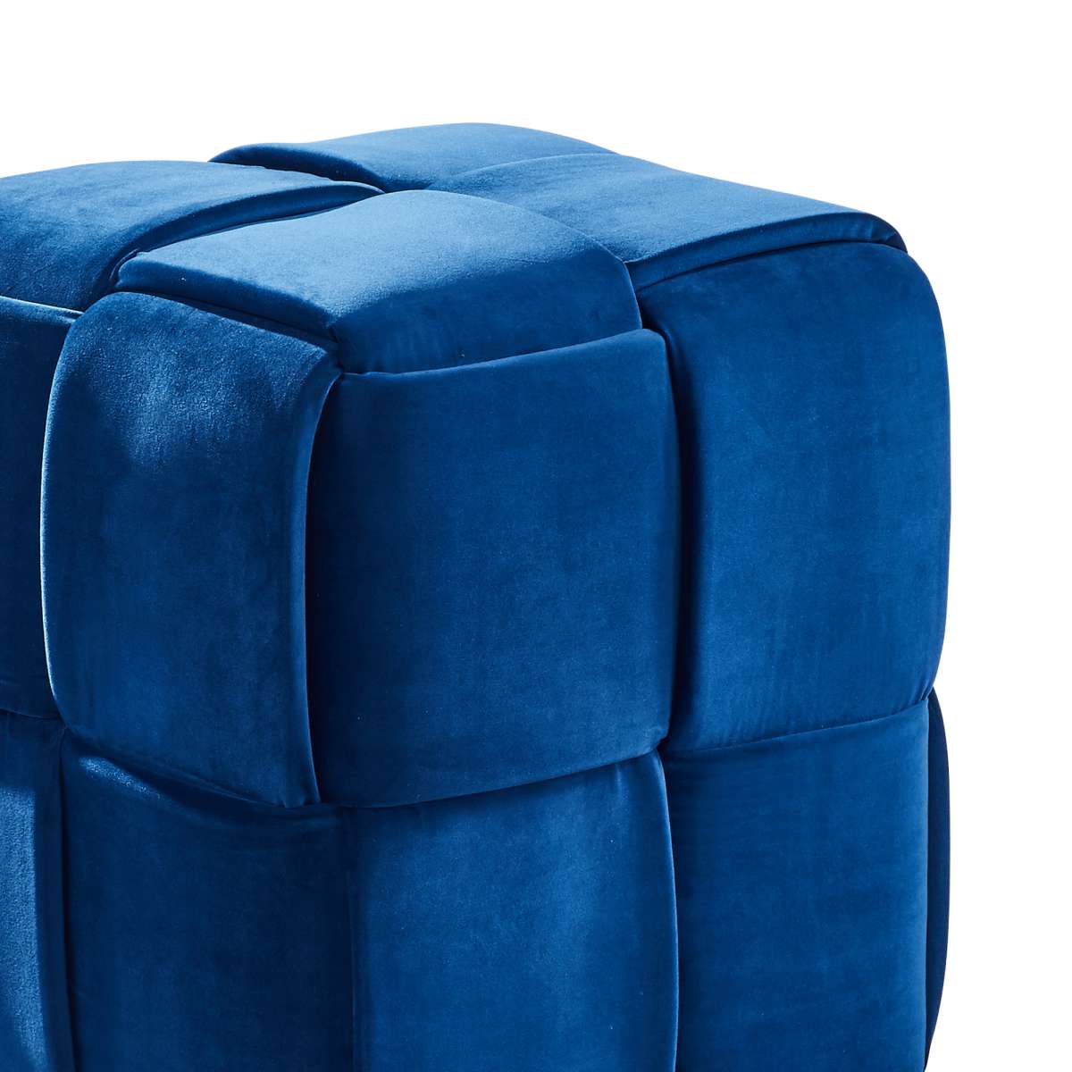 Joy Contemporary Short Ottoman in Blue Velvet By Armen Living - Image 3