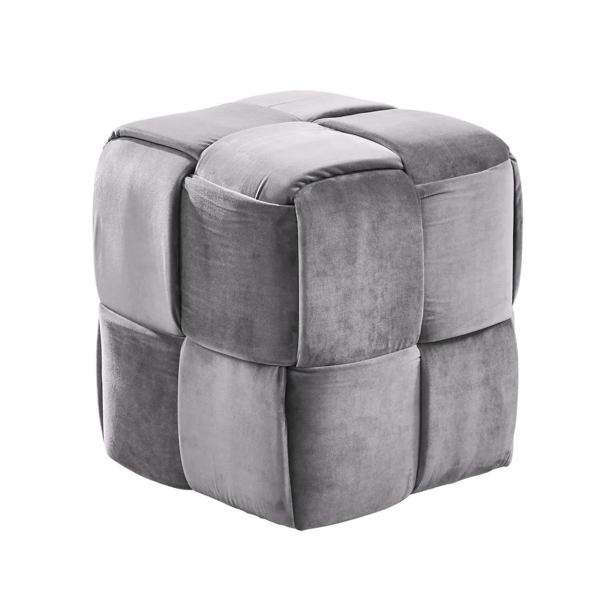 Joy Contemporary Short Ottoman in Gray Velvet By Armen Living - Image 2