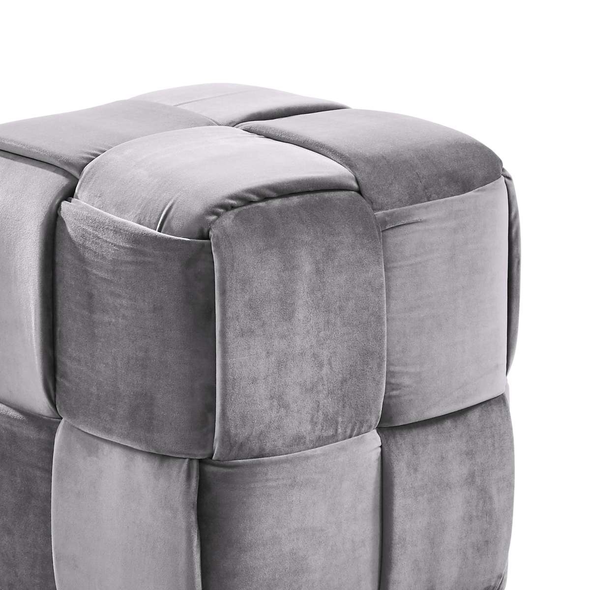 Joy Contemporary Short Ottoman in Gray Velvet By Armen Living - Image 3