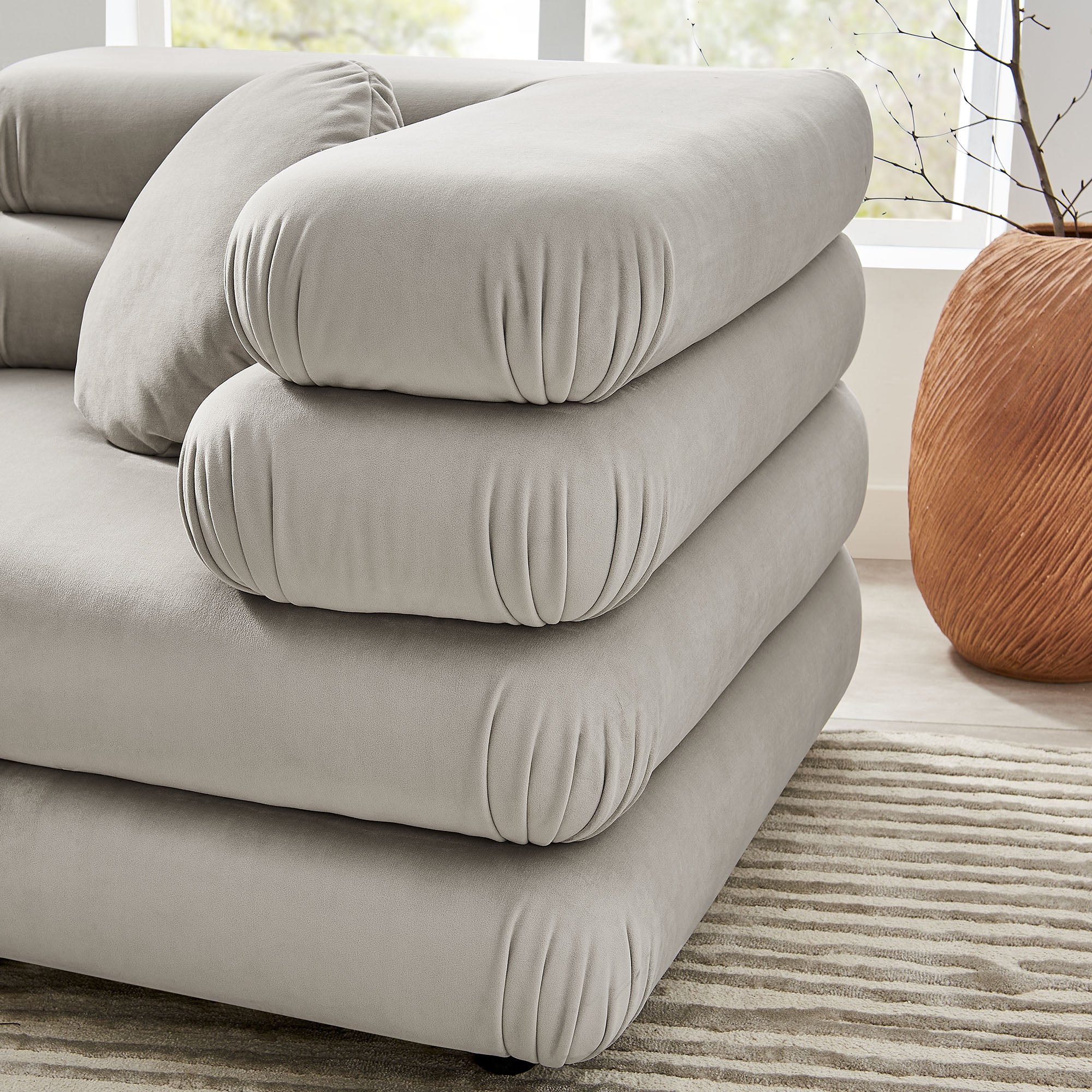 Jubilee 3-Piece Modular Performance Velvet Sectional Sofa by Modway - Image 4