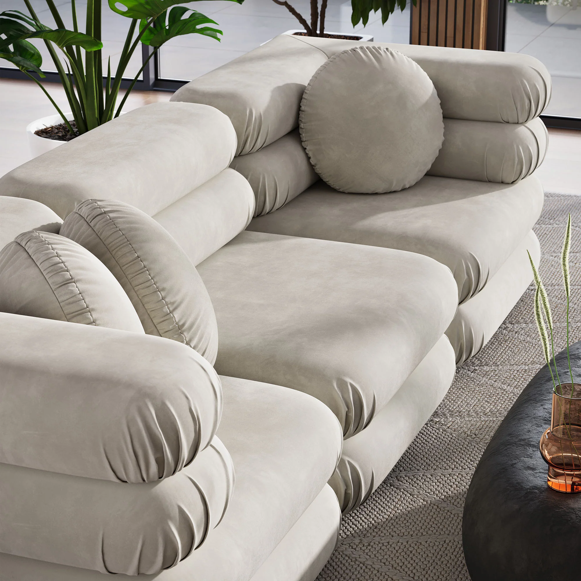 Jubilee 3-Piece Modular Performance Velvet Sectional Sofa by Modway - Image 5