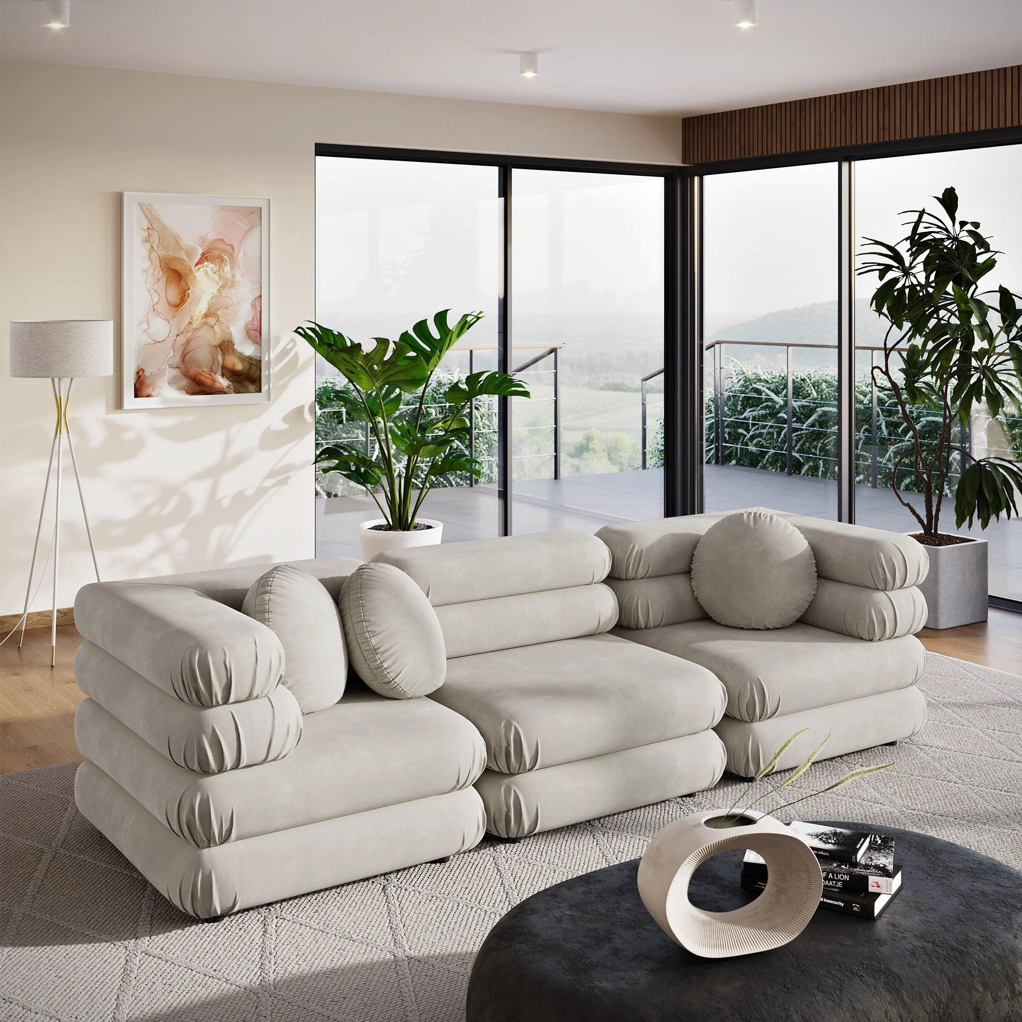 Jubilee 3-Piece Modular Performance Velvet Sectional Sofa by Modway - Image 6