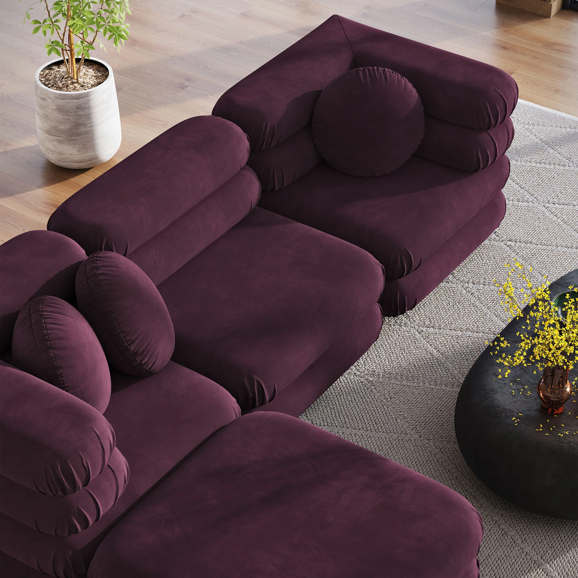 Jubilee 4-Piece Modular Performance Velvet Sectional Sofa by Modway - Image 13